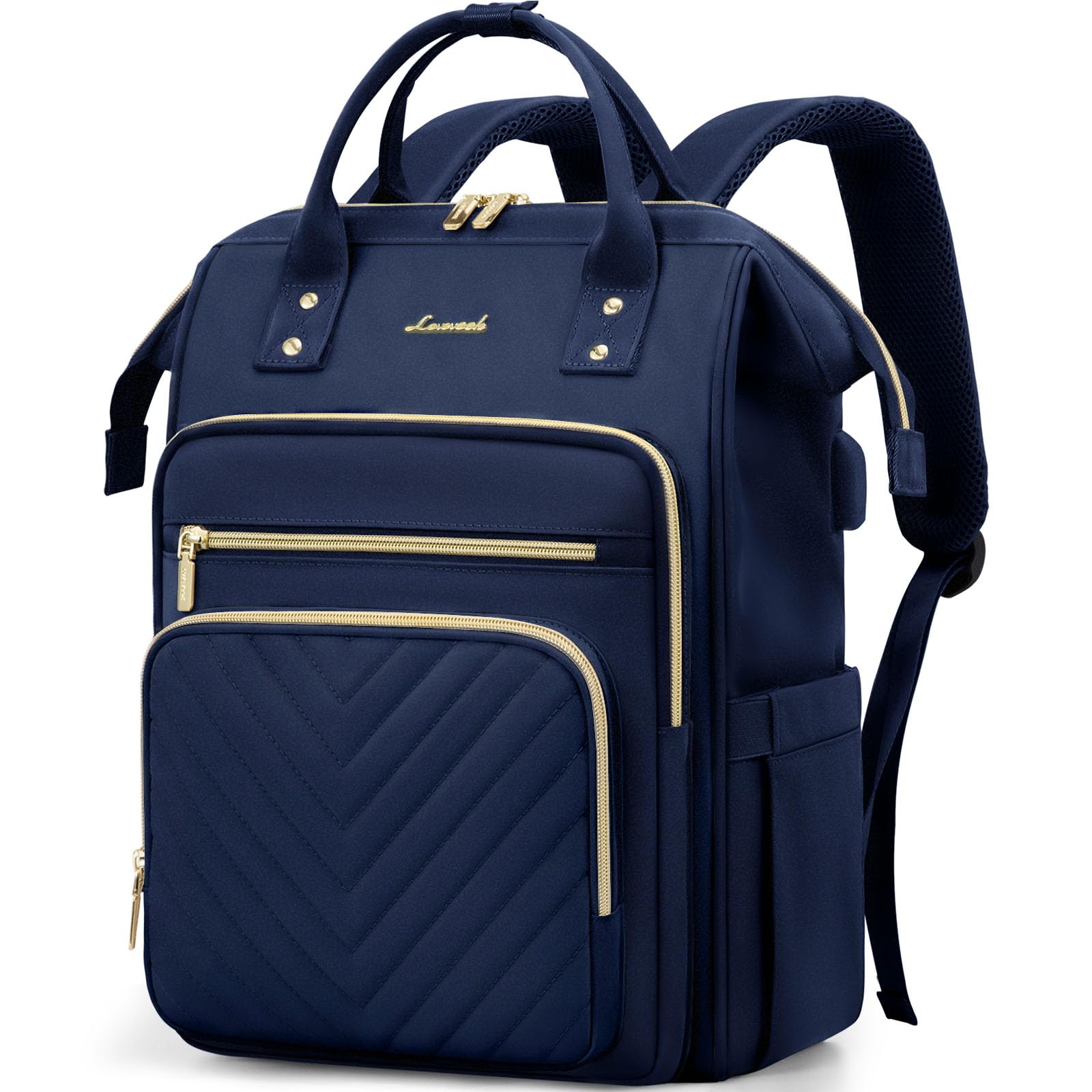 LOVEVOOK Rucksack Damen Groß, 17,3 Zoll Laptop Schulrucksack Mädchen Wasserdicht, Elegant Reiserucksack Tagesrucksäcke Arbeitstasche Lehrertasche, Backpack Women für Reise Uni Büro, Marineblau