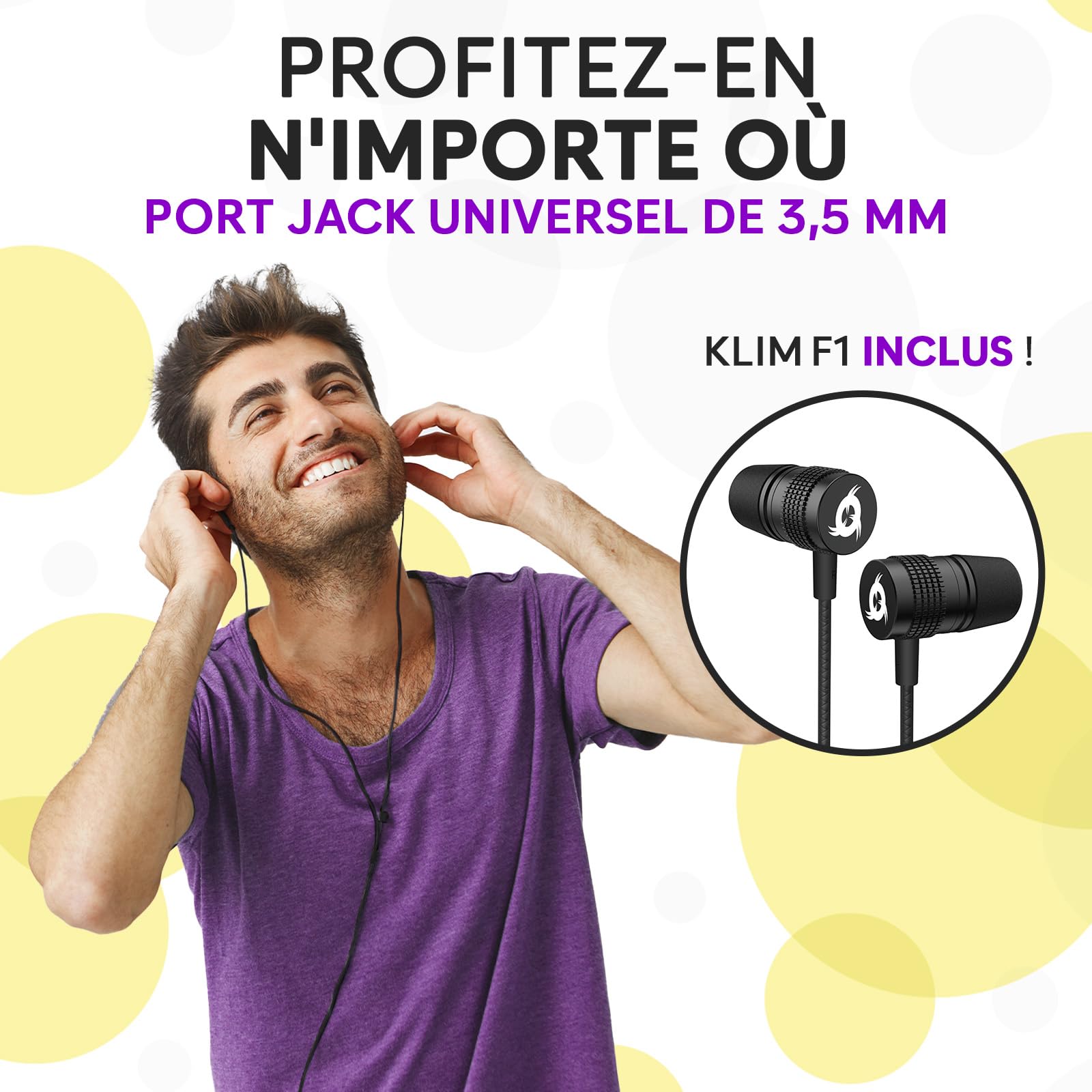 KLIM K8 Lecteur Cassette Audio avec Un Casque F1 - Enregistreur Cassette - Nouveau Player - Radio AM/FM - Microphone et Haut-Parleur Intégrés - Prise Casque et Écouteurs - Noir