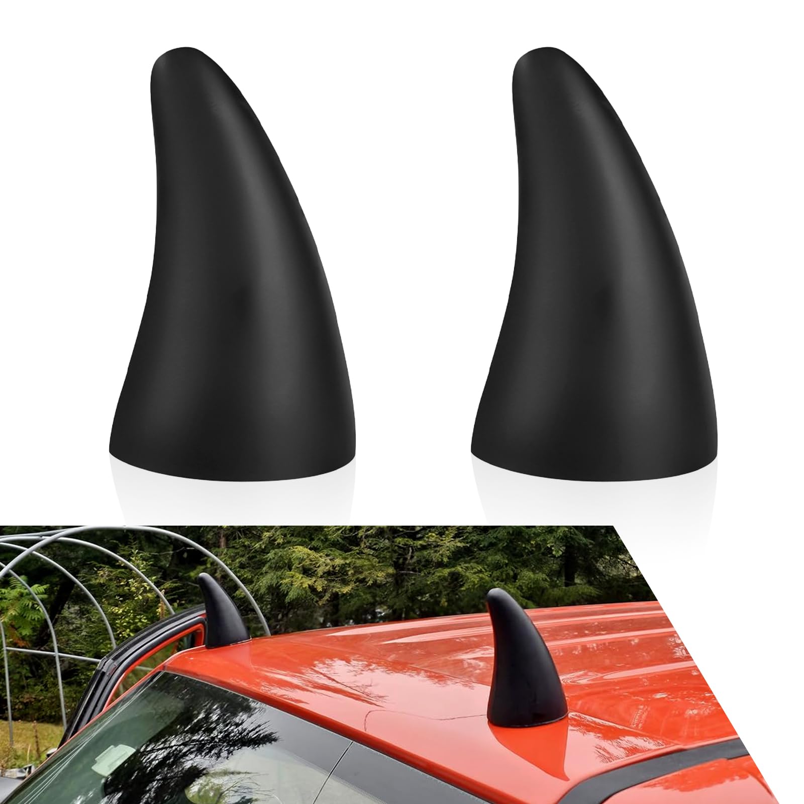 Gseigvee 2 PCS 3D Devil Horns Roof Sticker, Bumper Anti-Collision Decal,Car Exterior Cute Decoration, Universal for Most Cars (Black)