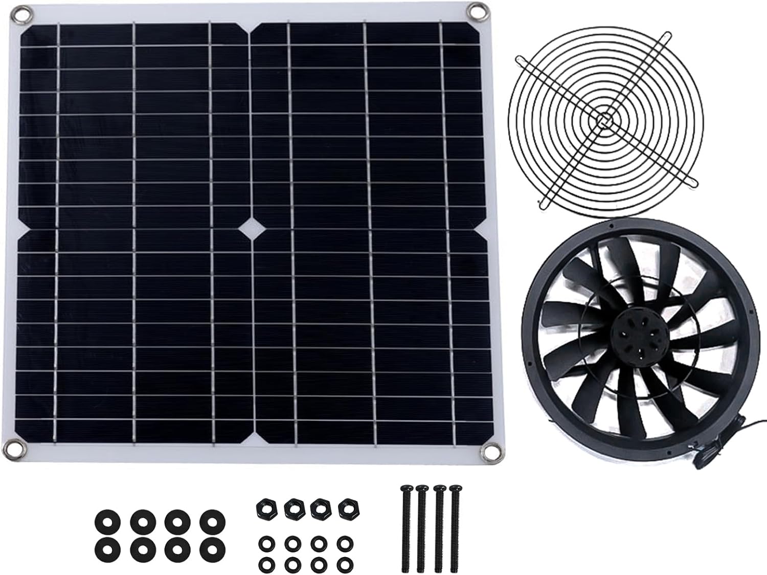 Yunir 9.8" Solar Exhaust Fan with Solar Panel Portable Vent Fan Kit IP65 and Use for Home Greenhouse Shed RV Outdoor Camping (30W)