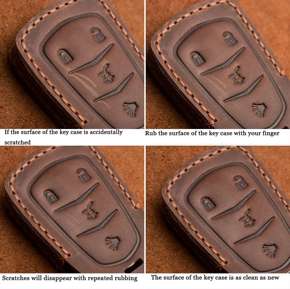 HIBEYO Key Case for Honda Accord CIVIC CRV Fit 2006-2015 2/3 Buttons Leather Smart Key Fob Case with Keychain for Honda Key Fob Cover Shell Smart Car Key Accessories-2 Button Brown