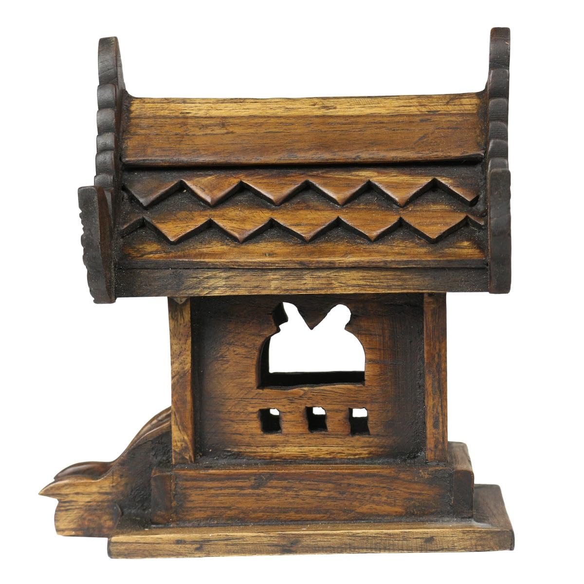 Traditionelles Geisterhaus aus Holz in Braun Geisterhäuschen San Phra Phum Feng Shui Thailand Asien Klein 16 cm
