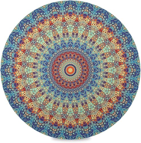 Qilmy Juego de 4 manteles individuales redondos de poliéster, antideslizantes, lavables, resistentes al calor, para decoración de mesa de comedor y