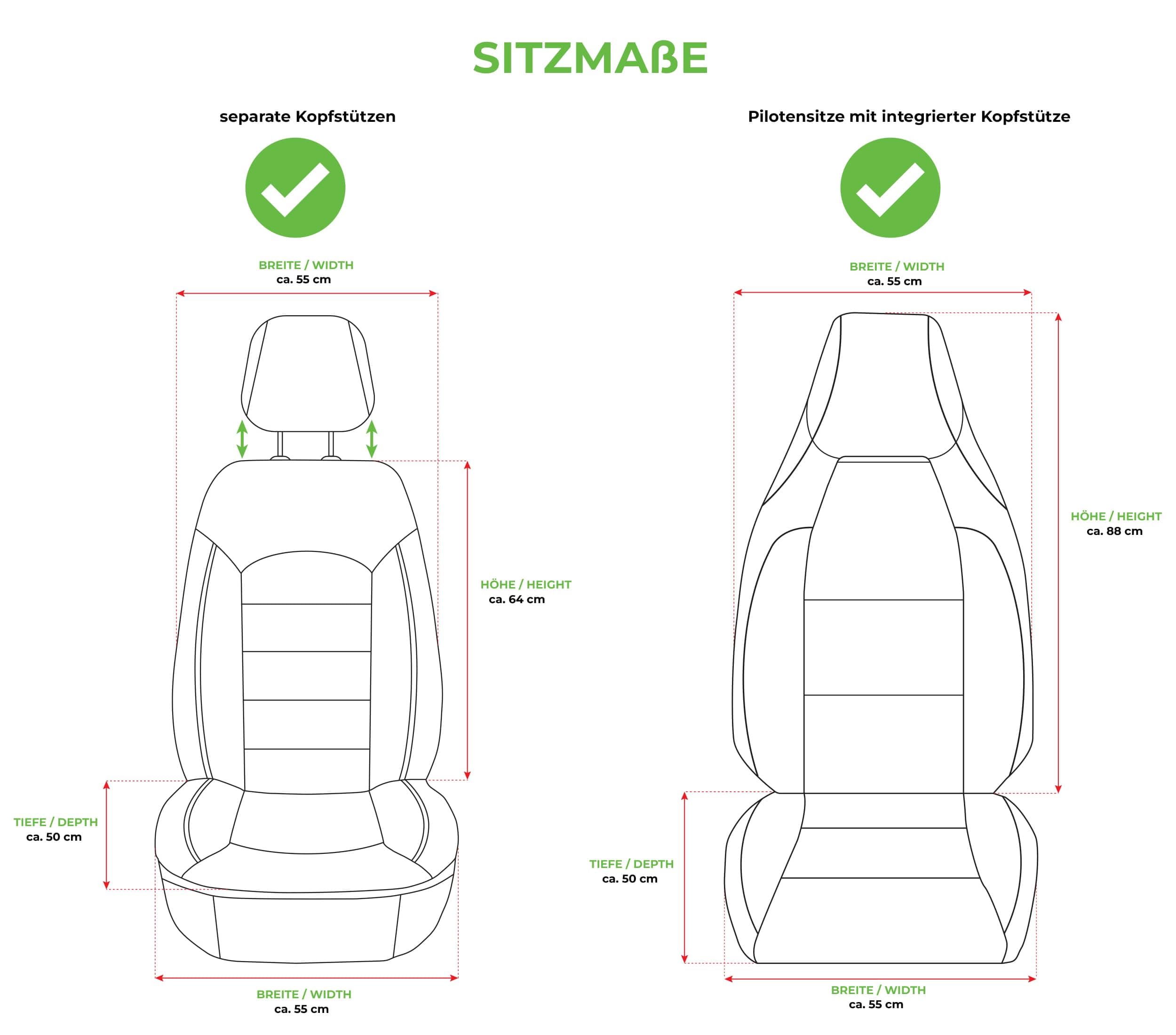 Autositzbezüge Universal für PKW, SUV – Premium Vordersitzbezüge Schwarz, hochwertig verarbeitet für mehr Sitzkomfort, Airbag-kompatibel, Schonbezüge für Fahrer & Beifahrersitz mit Rückentasche