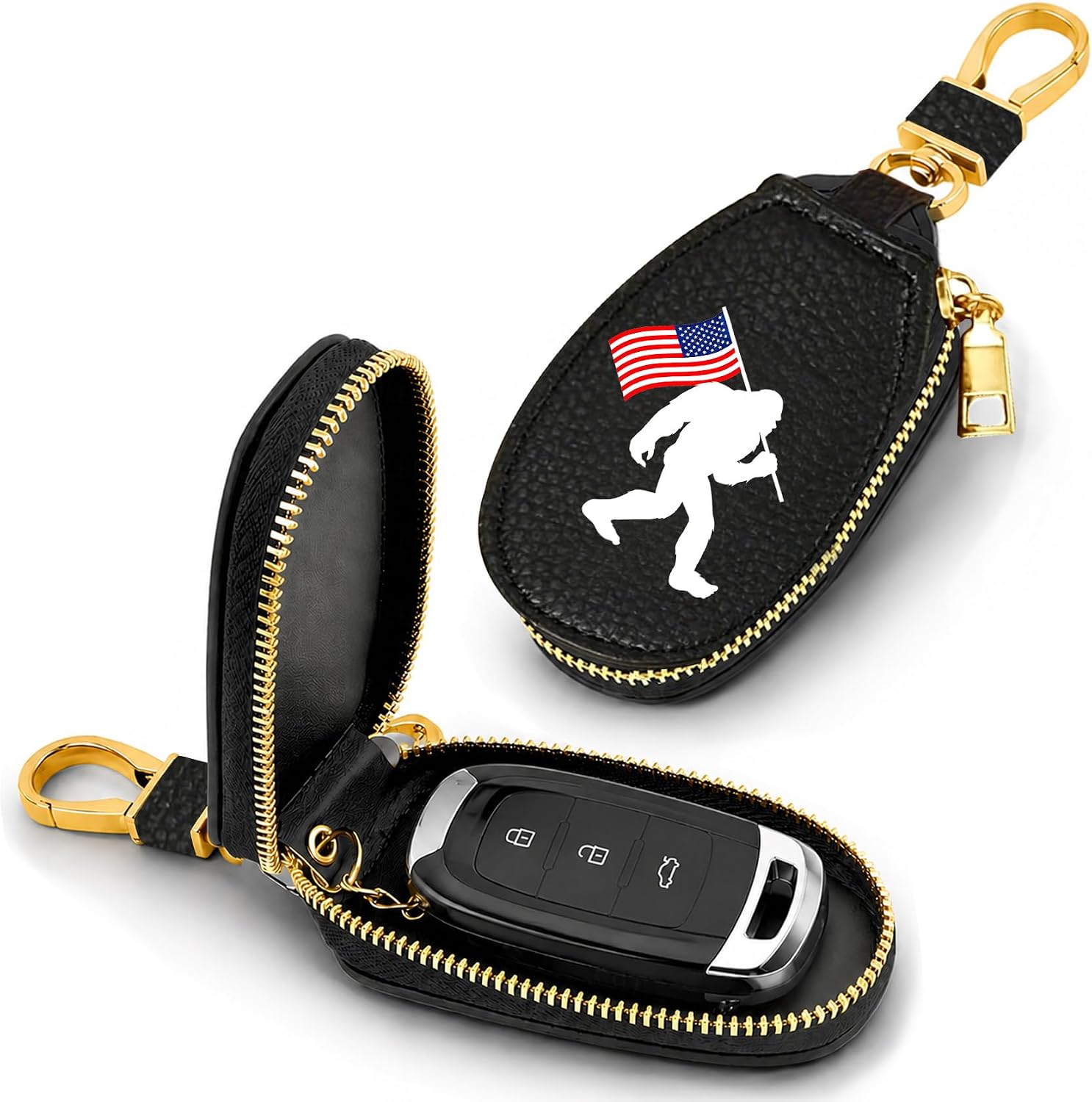 Car Key Bag Keychain Protective Cover with Zipper Key Bag for Men and Women