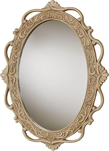 Touch of Class Abriella - Espejo de pared ovalado tradicional de 20 x 22 pulgadas Decoración de estilo victoriano para dormitorio, sala de estar,
