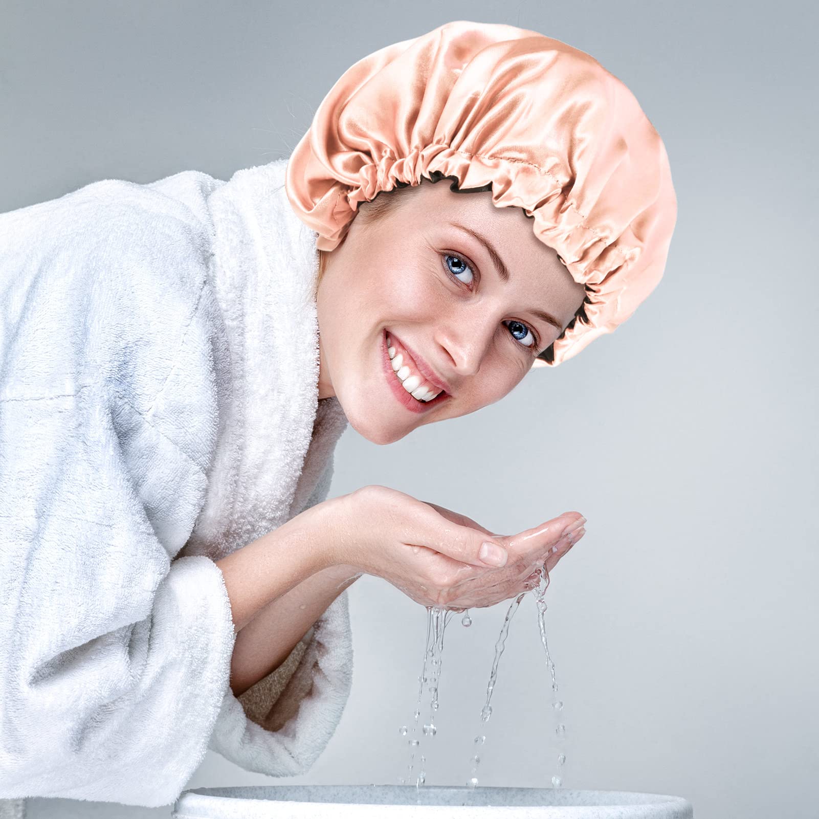 2 Stück Damen Seidenhaube zum Schlafen Große Silk Bonnet Verstellbare Satin Haarhaube Rutschfest Schlafhaube für die Nacht Doppellagig Schlafhaube Haare Schützen