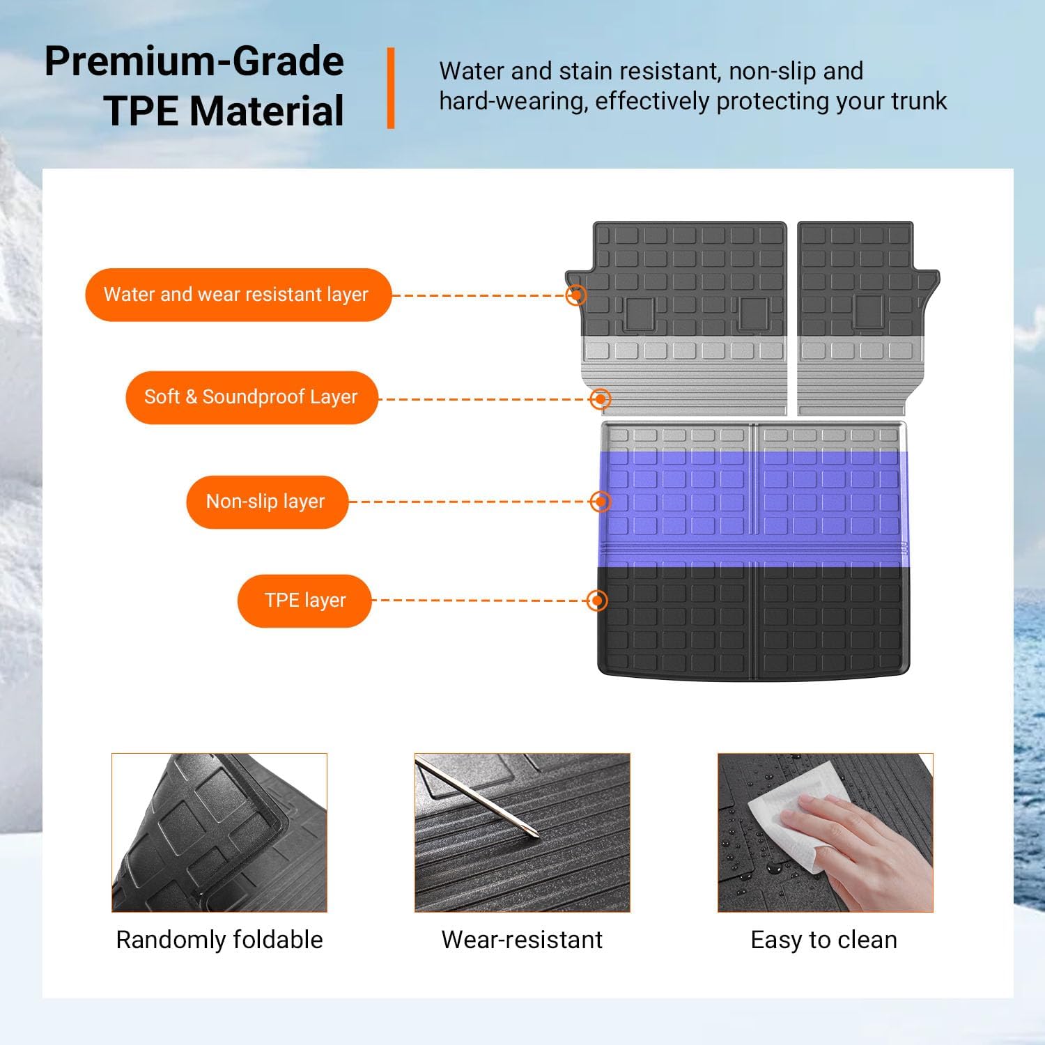powoq Cargo Mat Compatible with 2019-2023 Jeep Cherokee Trunk Mat TPE Cargo Liner Trunk Liner Replacement for 2019 2020 2021 2022 2023 Jeep Cherokee Accessories