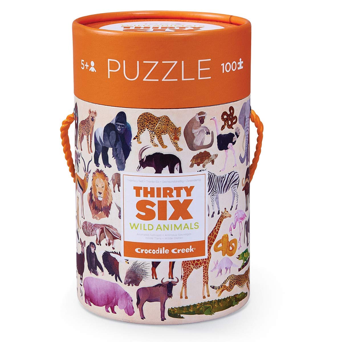 Crocodile Creek Thirty-Six Wild Animal 100Piece Jigsaw Puzzle in Canister Puzzle