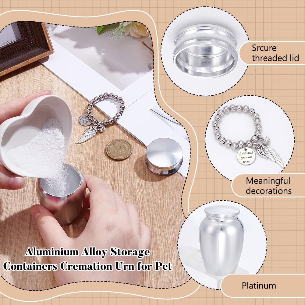 UNICRAFTALE Piccola Urna Per Persone 2.95 (5) cm Metallo Porta Cenere Memoriale Mini Contenitore Per Donne E Uomini Ornamentali Urna Funerale In Alluminio Per Cenere