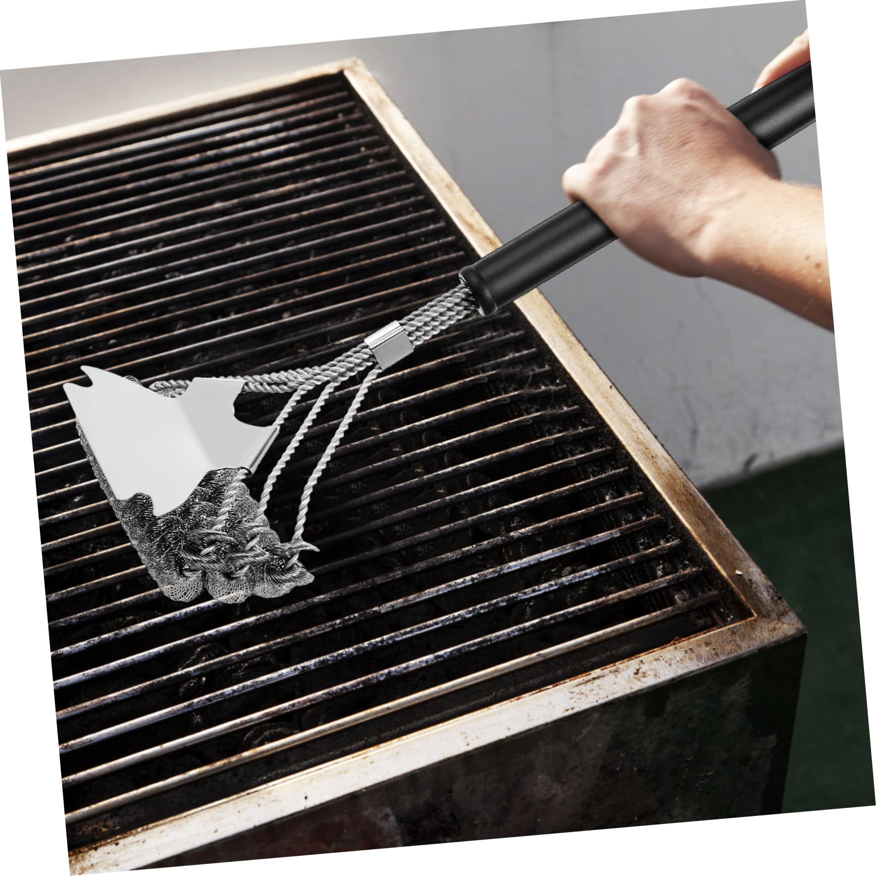 Herramienta Limpiadora de Parrilla de Acero, 2 Piezas Negro | Polipropileno y Alambre, Dos Cabezales Distintos, Estilo Variado, para Utensilios de Cocina