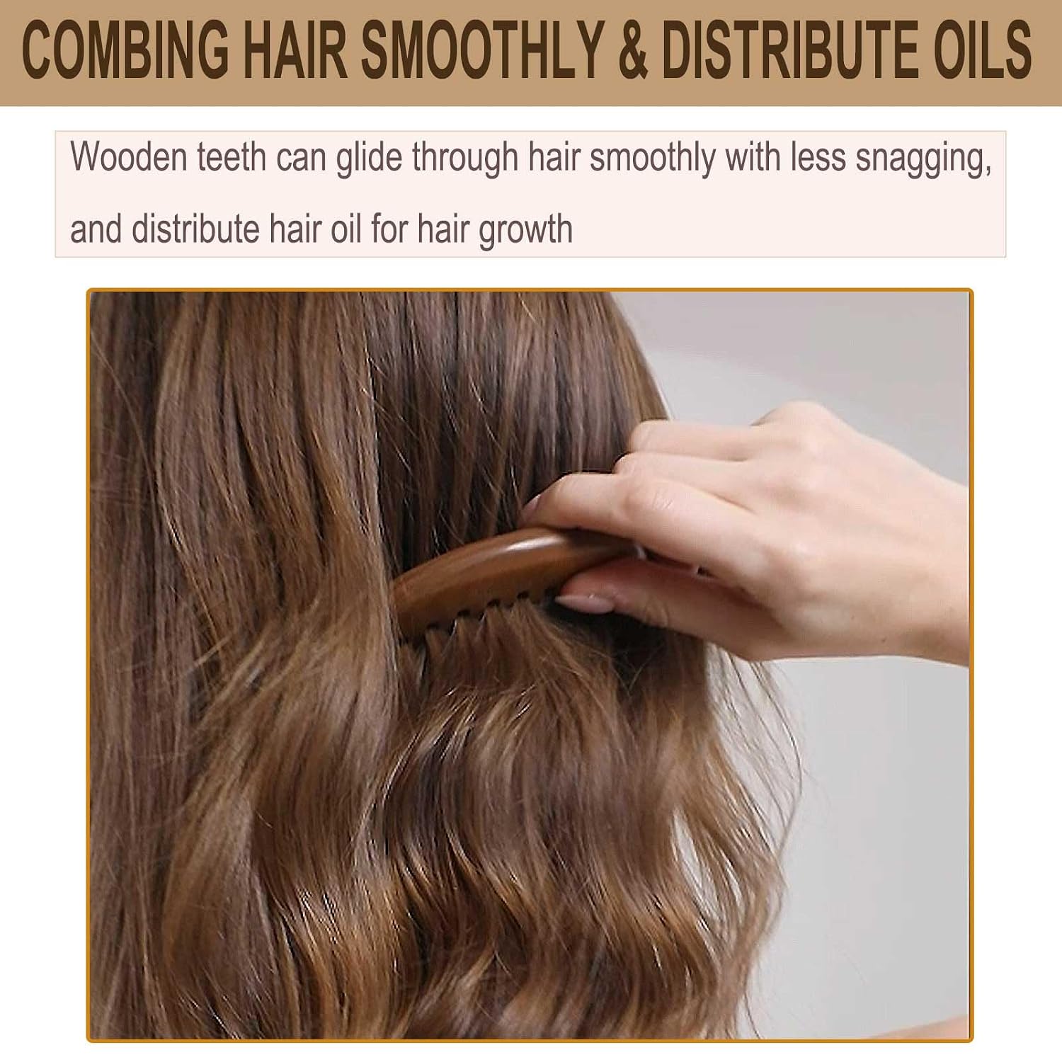 Wooden Comb, Wide Tooth Comb for Scalp Massage & Distribute Oils