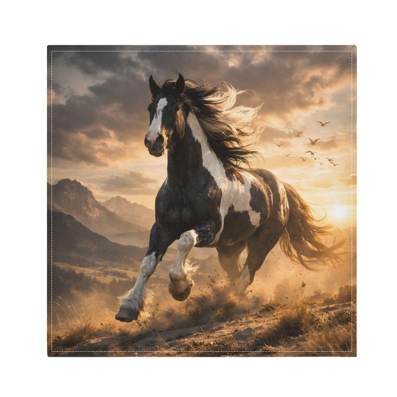 Ttgoth Horse Cloth Napkin Set of 4 Washable & Reusable Dinner Napkins for Dining Table, Banquets, Wedding, Party, 50x50 cm