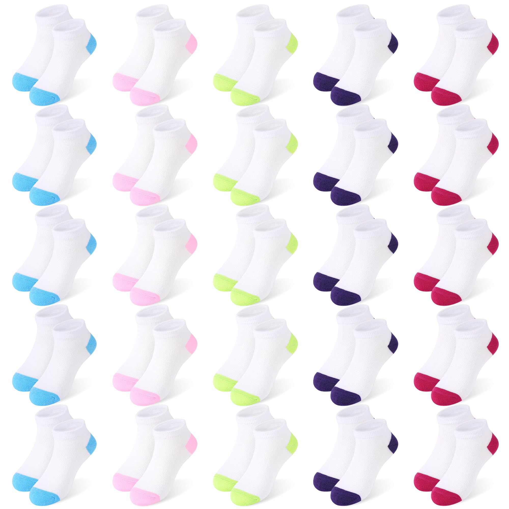 ZERULETS 25 pares de calcetines para niños pequeños, calcetines cortos de corte bajo para niños y niñas de 1 a 14 años
