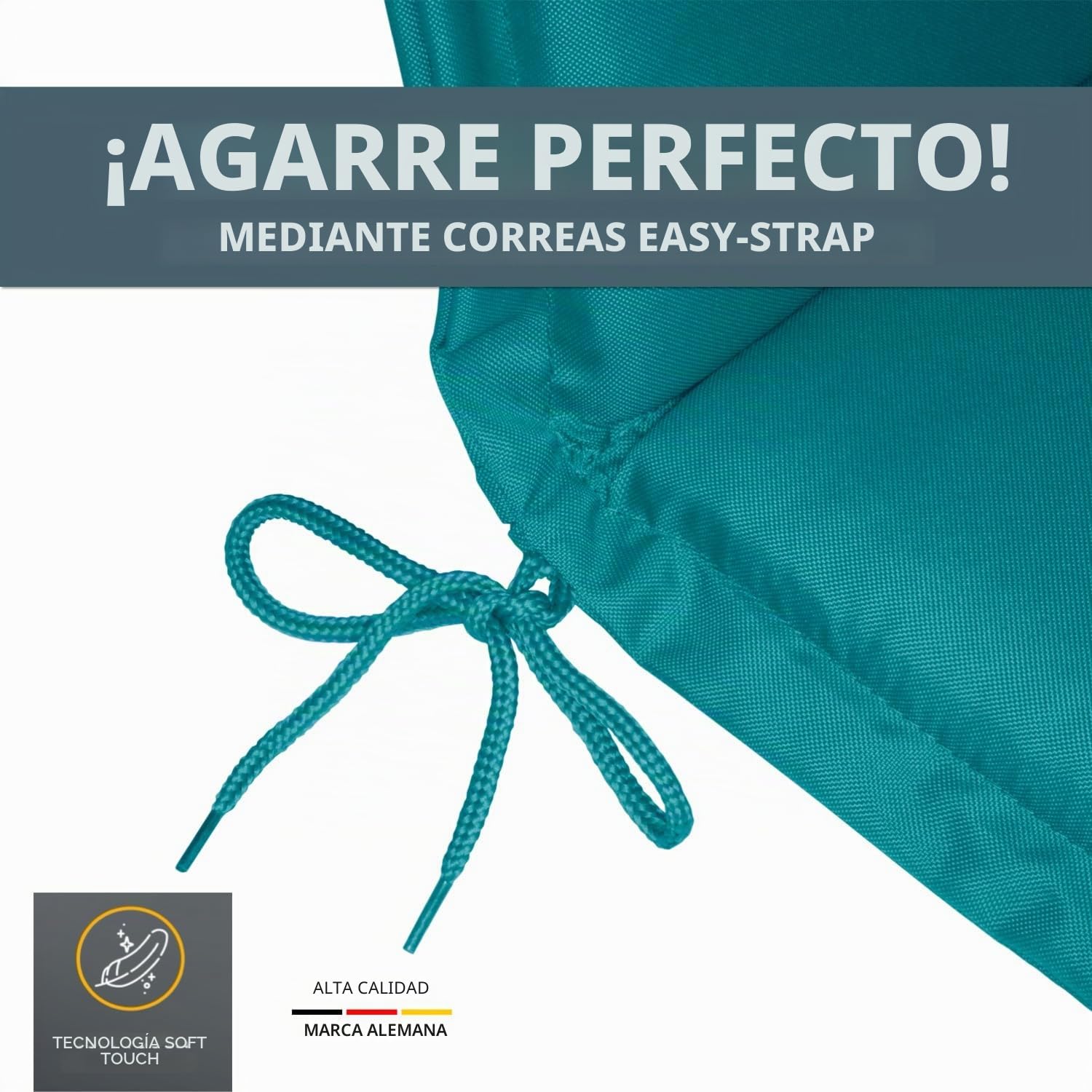 LILENO HOME Cojines para silla de jardín [juego de 2 unidades – respaldo alto] en color azul petróleo – Tumbona cómoda como cojín para muebles de jardín – Cojín para sillas de jardín y sillas