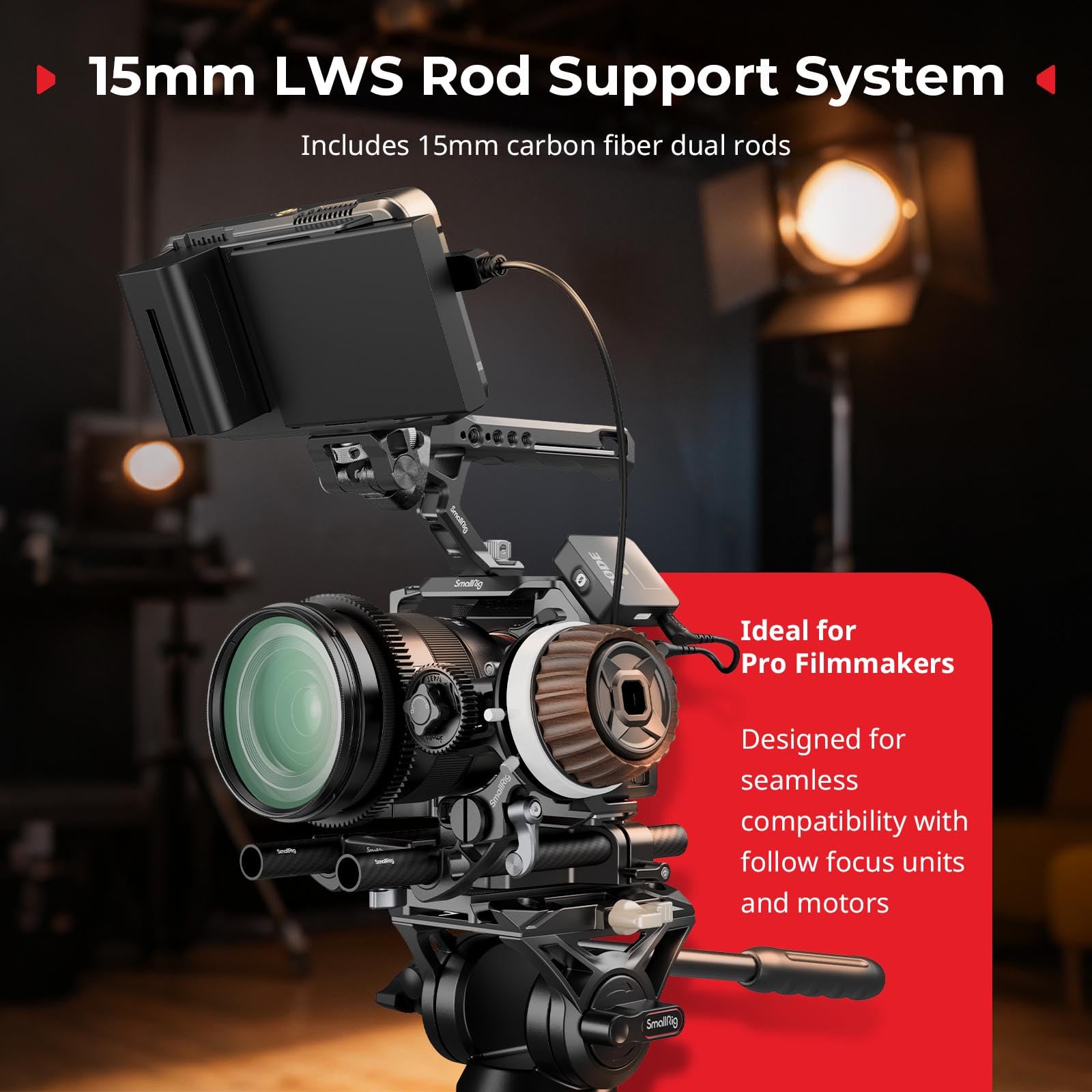 SMALLRIG Kit de Plaque de Base pour Appareil Photo avec Pince pour Rail LWS 15 mm, Tiges en Fibre de Carbone 15 mm (8'' / 20 cm), pour Sony A6500, pour Canon R5, R6, pour Sony A7SIII / A7III - 5609