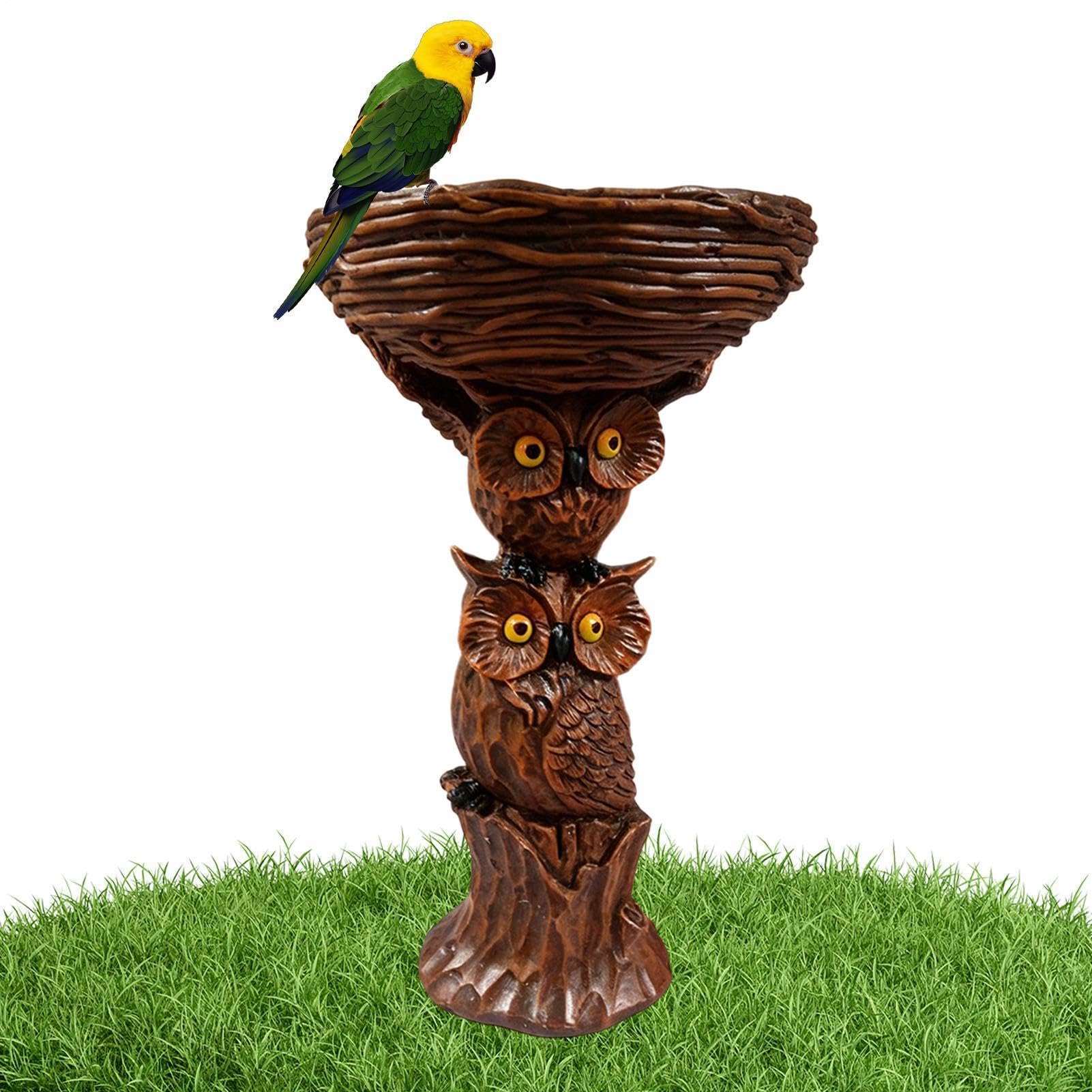 Bebedero para pájaros para exteriores – Cuenco de agua decorativo de | resina, para animales salvajes en el jardín, bebedero decorativo para pájaros, elemento de jardín ecológico | Baño de agua