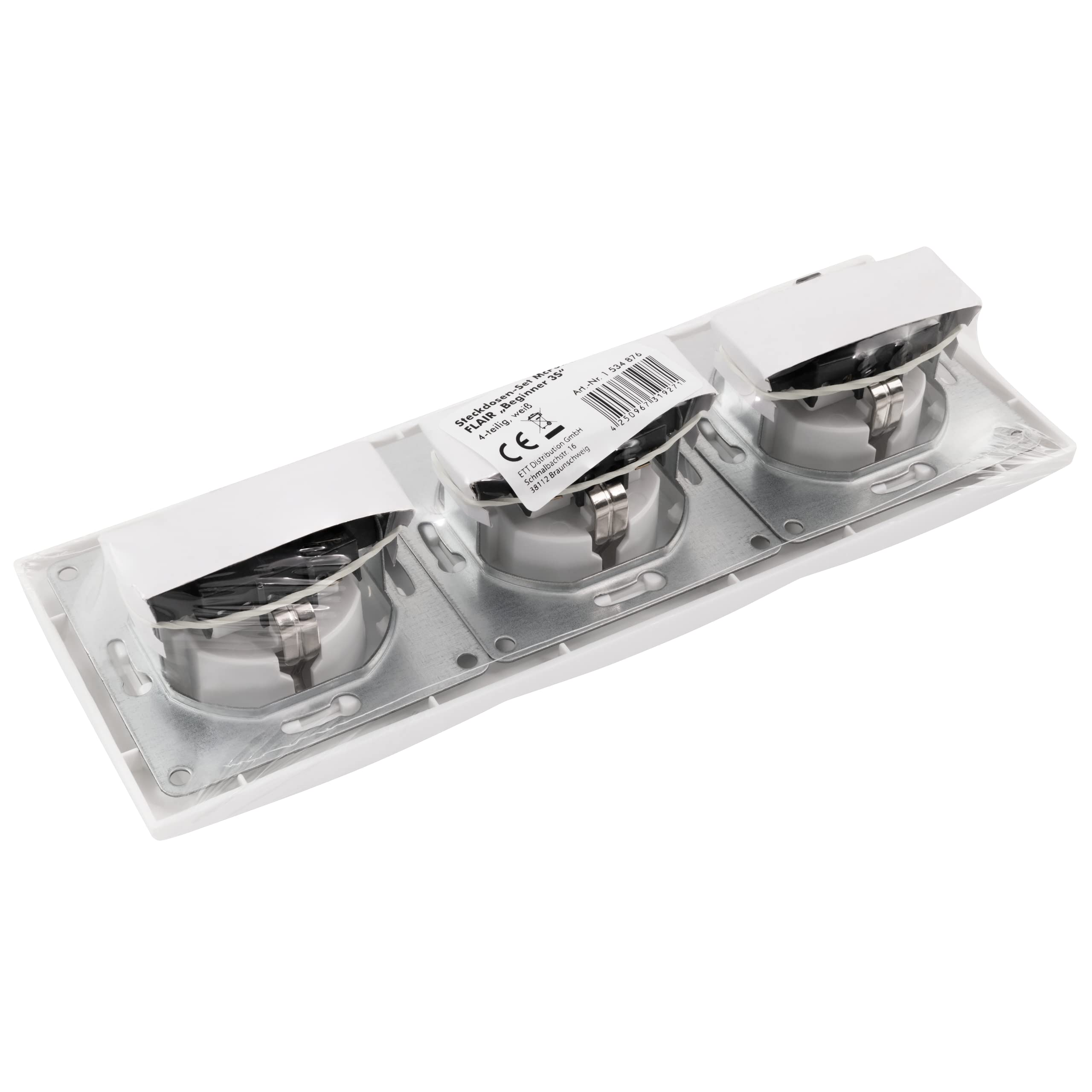 MC POWER - Dreifachsteckdose mit Rahmen im Set I FLAIR I Beginner 3S, 3-er Steckdose Dreiersteckdose weiß-matt
