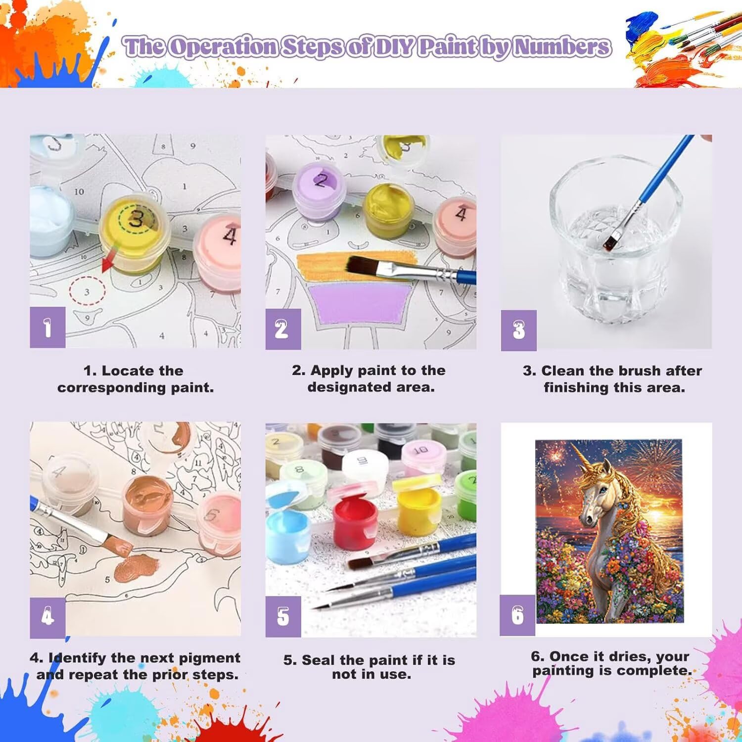 WEISHIWE Dipingere con i Numeri Adulti Unicorno, 80x100cm s-209 | Paint by Numbers Kit con Pennelli e Acrilico Pigmento, Fai da te Olio La Pittura di Numeri Kit, Decora la Casa, senza Cornice