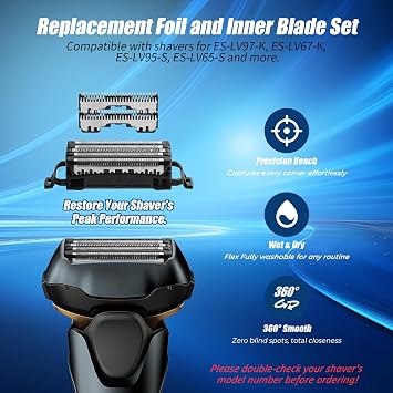 Replacement Head Blades and foil Compatible with Panasonic ARC5 WES9032Y Electric shavers ES-LV97, ES-LV95, ES-LV81, ES-LV69, ES-LV67, ES-LV65 and ES-LV61 (2 Piece)