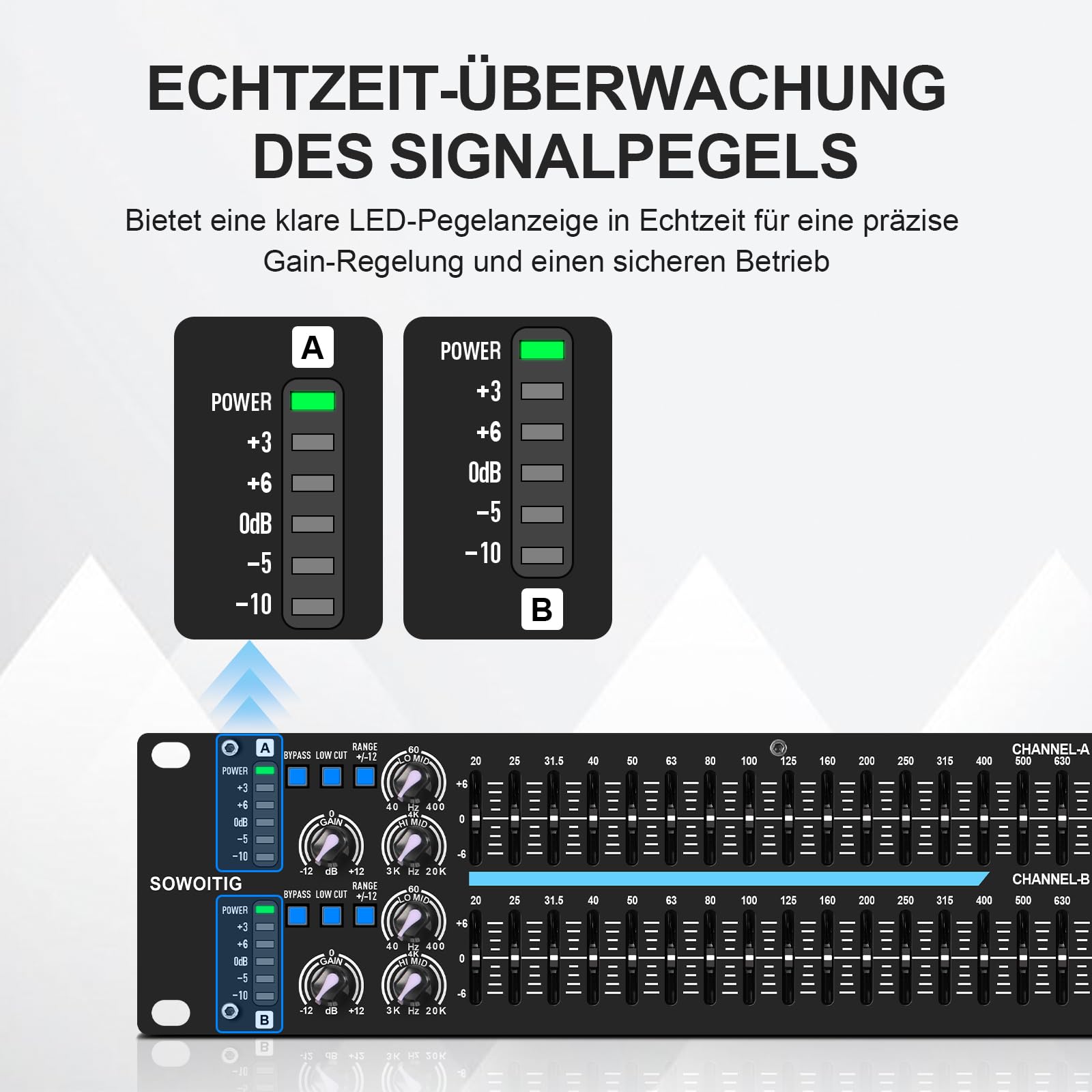 31-Band Stereo Equalizer, Dual Channel Grafik-Equalizer für Audioanlagen | Professionelle Klangsteuerung mit 31 Bändern pro Kanal, verbessert Klarheit und Balance für Live- und Heim-Audio