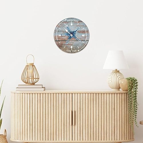 Miniatura 6 de Beach Time - Reloj de marea con estrellas de mar, silencioso, sin tictac, funciona con pilas, reloj de marea de madera, arte de pared, reloj de
