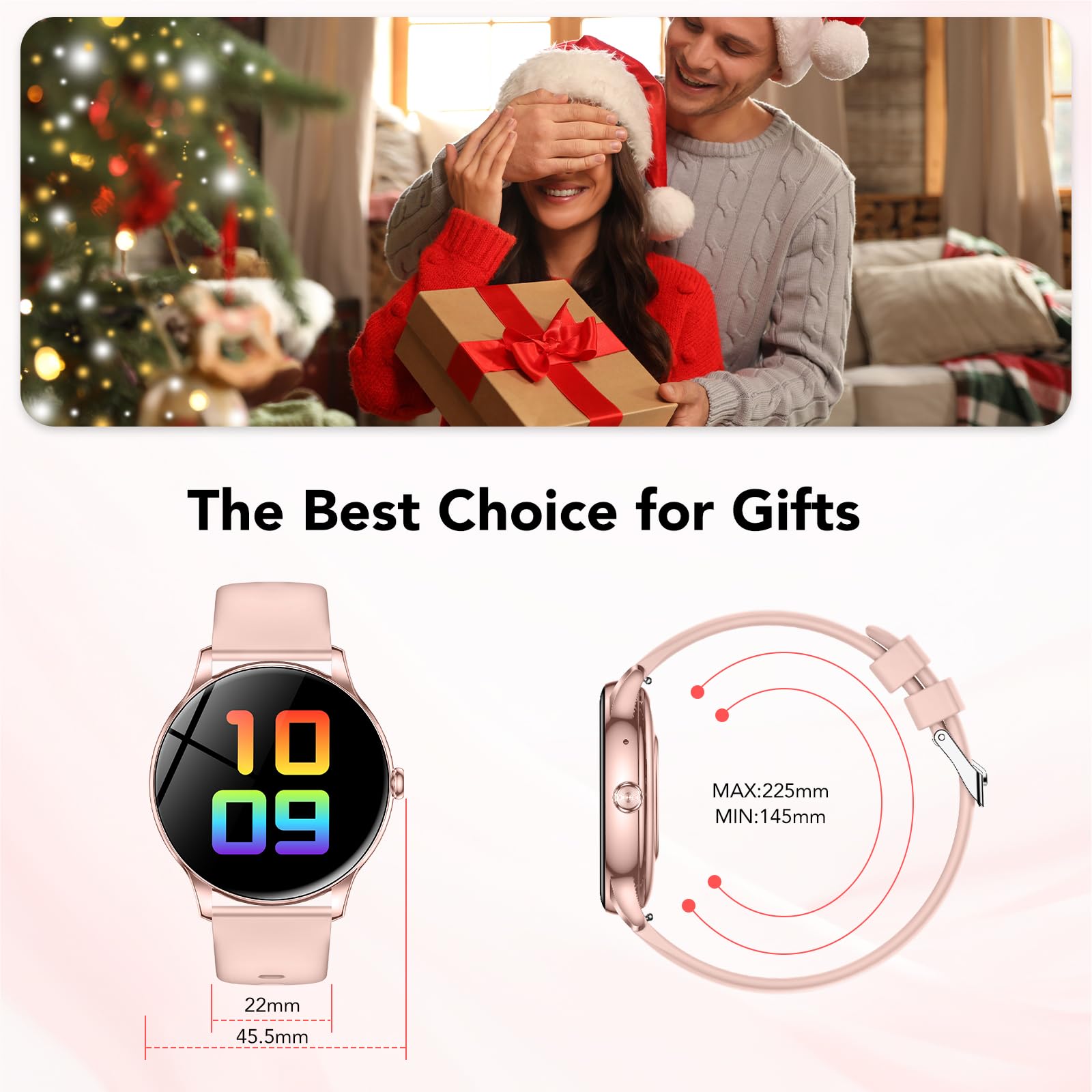 Elegante Smartwatch Damen mit Telefonfunktion, 1,39" Zoll Voll Touch Screen Fitness Tracker, 120+ Sportmodi, IP68 Wasserdicht Smart Watch mit Herzfrequenz, SpO2, Schlafmonitor für iOS Android, Pink