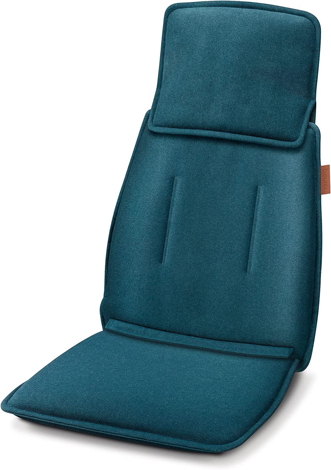 Beurer MG 330 Coprisedile Massaggiante Shiatsu Color Petrolio con 3 Aree di Vibrazione a 4 Testine che Simulano il Massaggio Manuale, 2 Livelli di Intensità, Interruttore Manuale Verde Petrolio