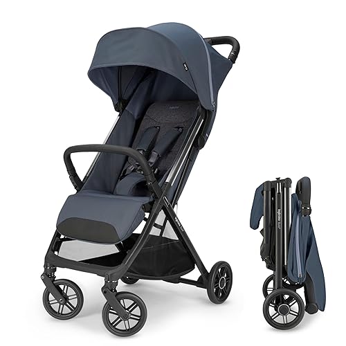 Inglesina Cochecito Quid, azul astral, cochecito de viaje reclinable compacto para bebés y niños pequeños de 0 a 55 libras, plegado con una mano,