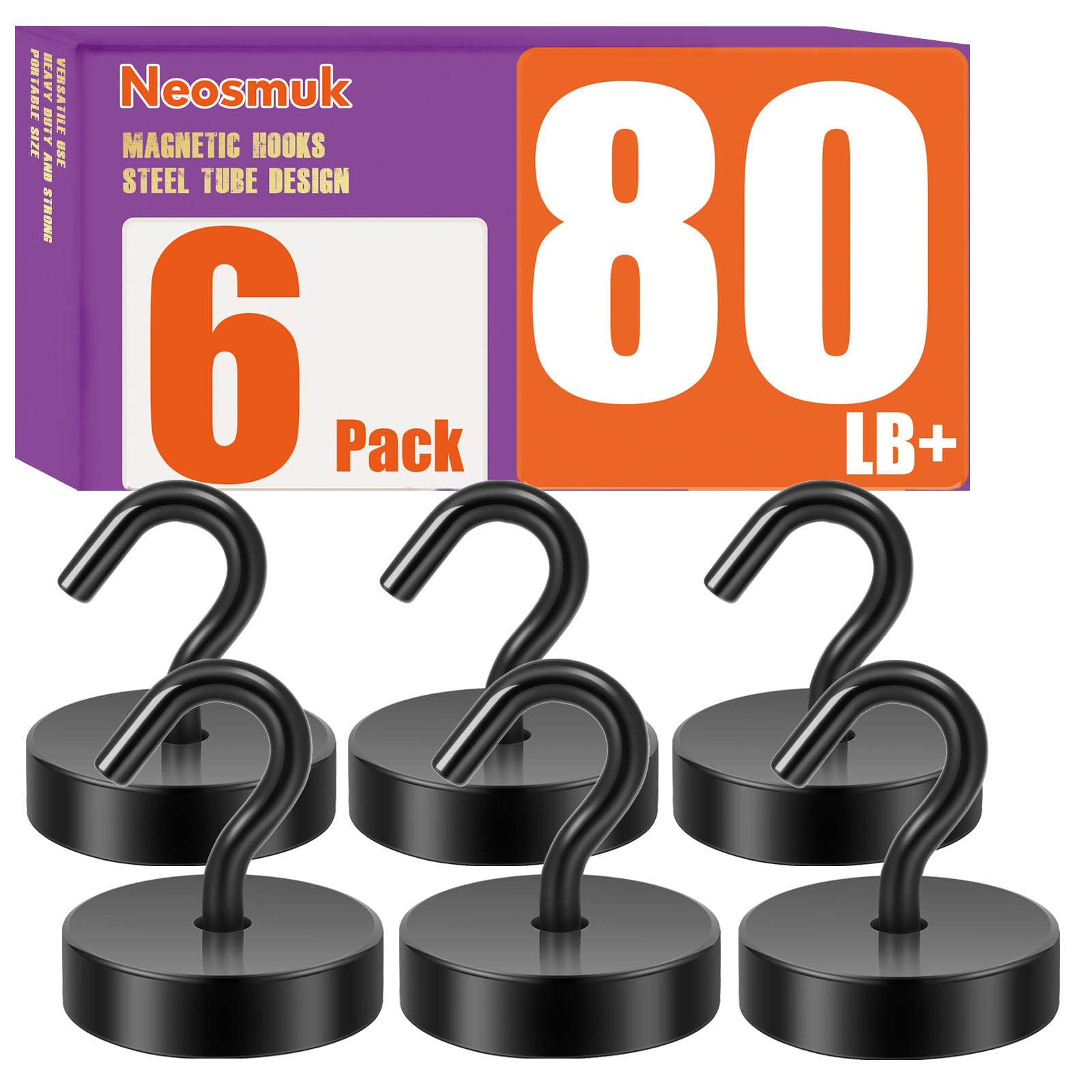 Neosmuk Magnetic Hooks - 6 Pack Heavy Duty -21