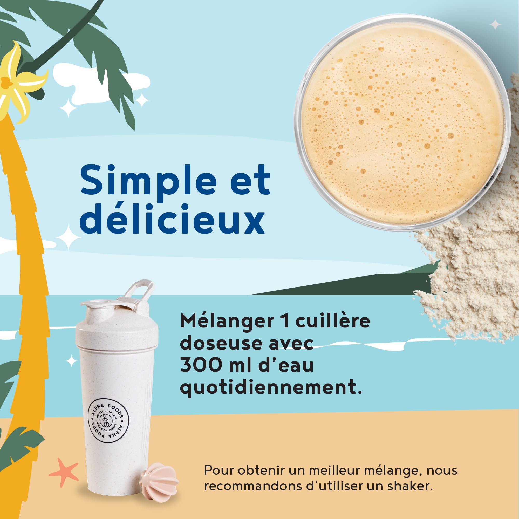 Vegan Proteine en Poudre [600g] | Vanille | 18g Protein de Riz, Pois, Graines de Tournesol | Creatine & BCAA | Pre/Post Workout Proteines Musculation | Protéine Powder | Shake Protéines | Alpha Foods