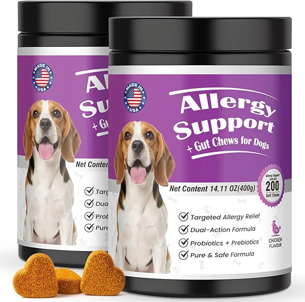 FXZRQJ Dog Allergy Chews for Immune Support,400 PCs Formula Supports Skin Health, Relieve Itching Improve Digestion, Allergy and Immune for Dogs