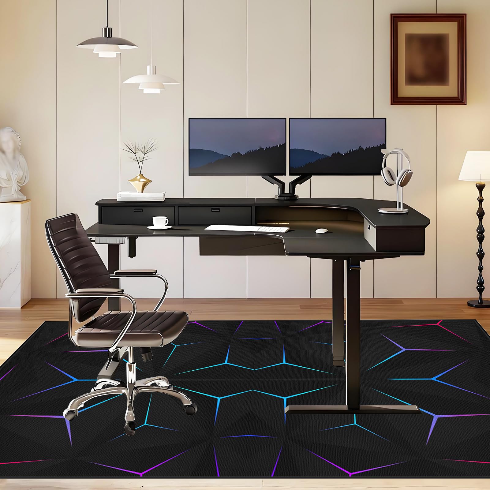 Bürostuhl Matte, Schreibtischstuhl Unterlage, 80 x 100 cm Bodenschutzmatte Bürostuhlunterlage Gaming Teppich, Bodenschutz Bürostuhl Teppichschoner für Hartböden, Parkett, Laminat, Teppichboden