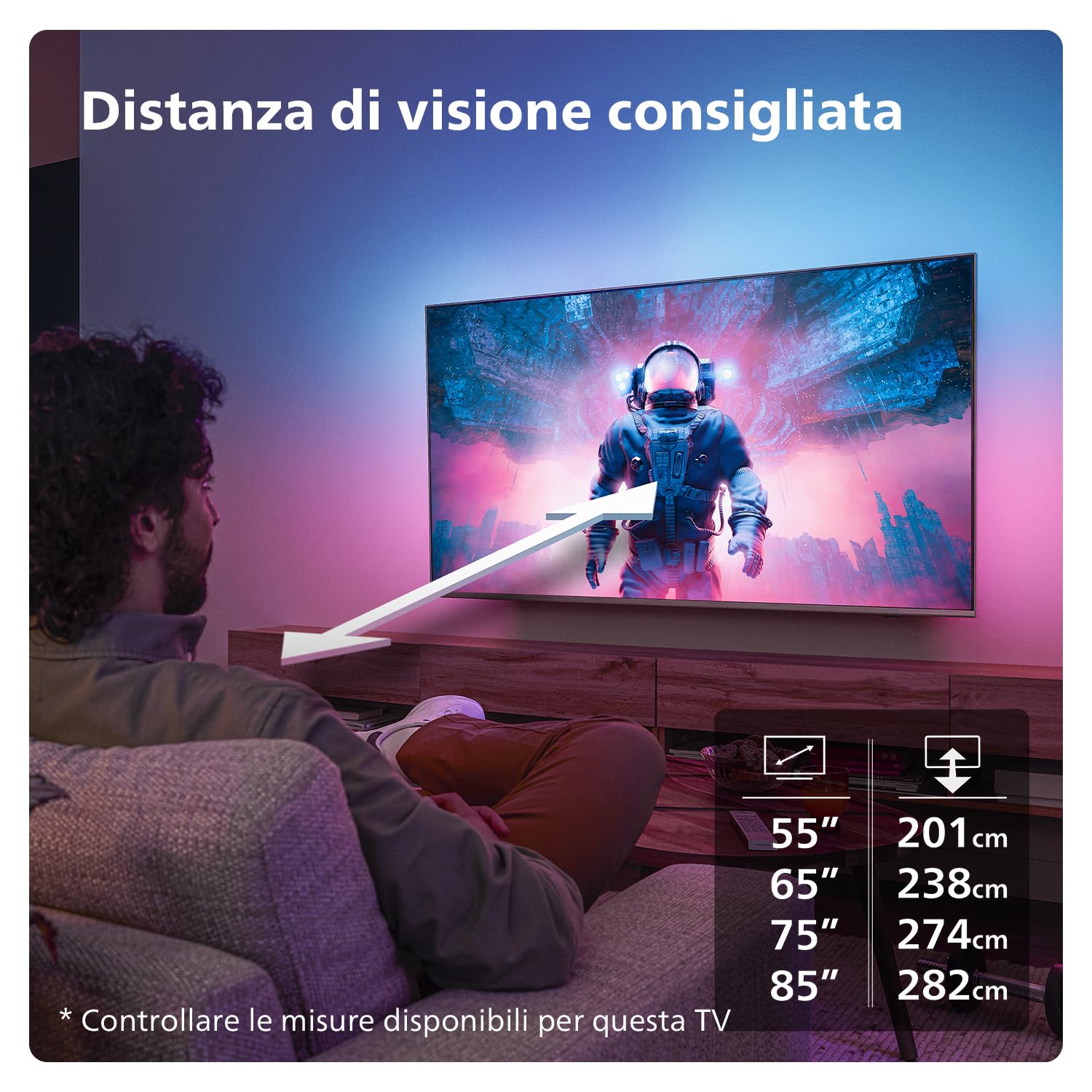 Philips Ambilight Xtra 65PML9019 4K Quantum Dot MiniLED Smart TV - Display 65’’ con processore P5 Perfect Picture Ultra HD, Titan OS, Dolby Vision e Dolby Atmos Sound - Grigio Antracite