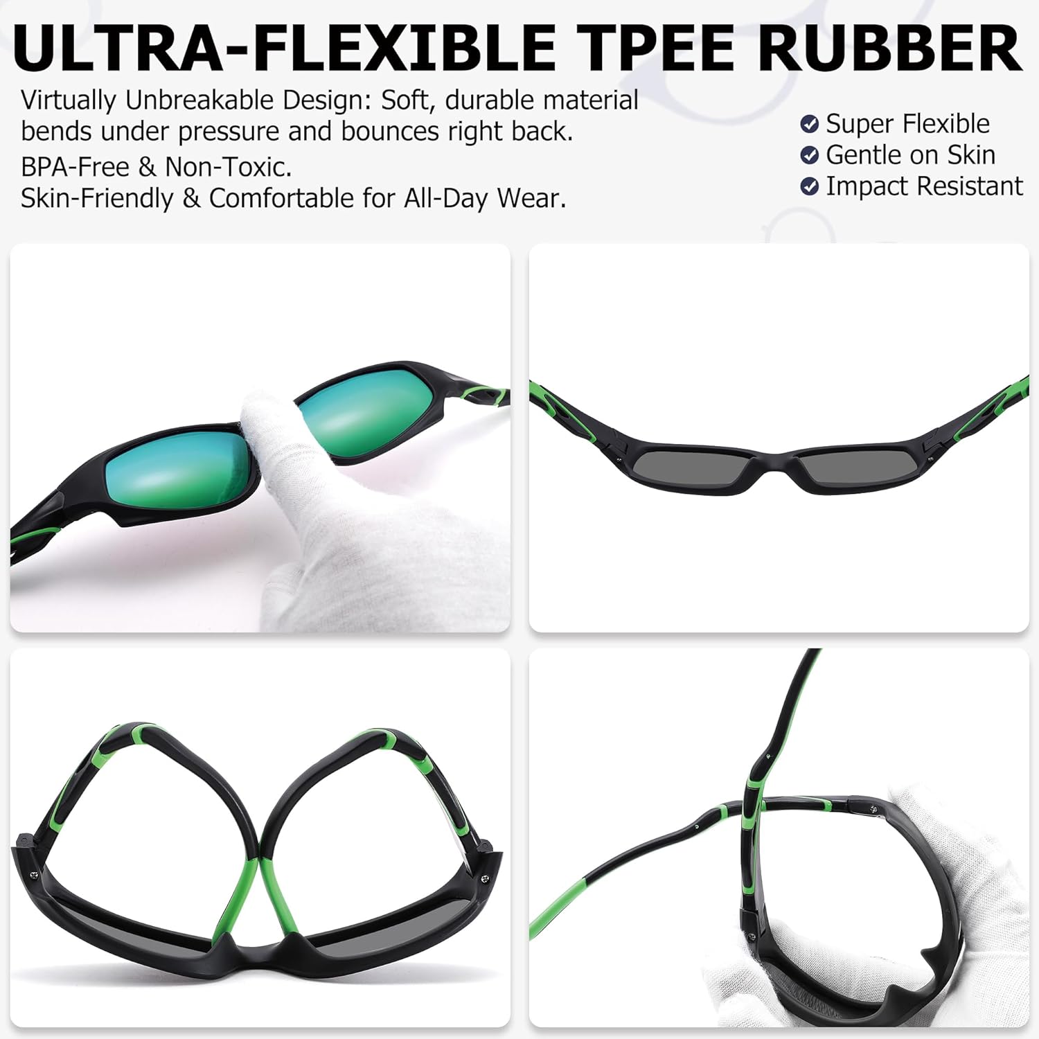 Kids Youth Baseball Sunglasses – Unbreakable Flexible Polarized Sports Sunglasses with Strap for Boys Girls Age 4-12 - Image 3