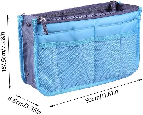 Miniatura 6 de Bolsa de aseo de viaje Bolsa de cosméticos de mano con doble cremallera, bolsa de almacenamiento multifuncional para artículos de tocador, bolsa de