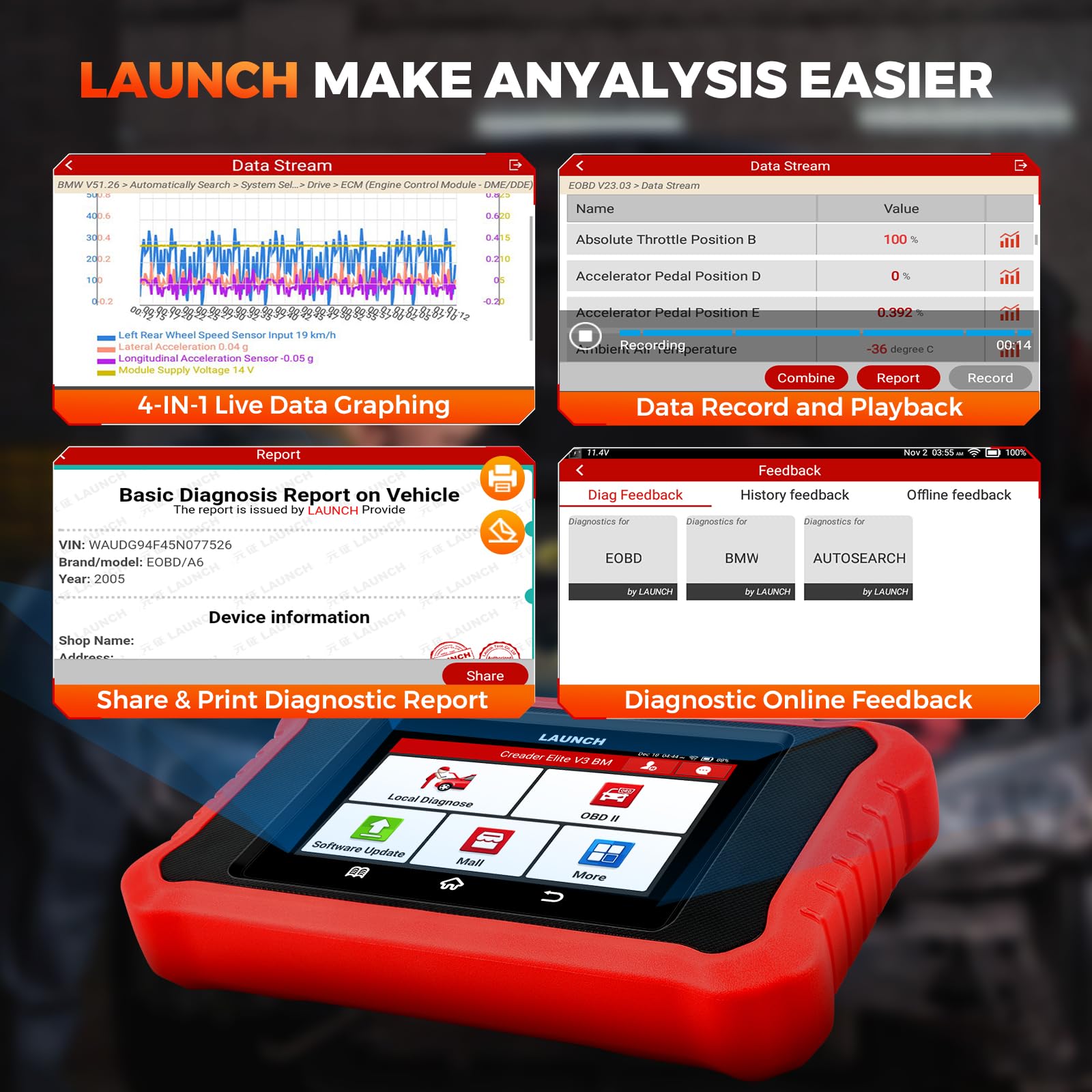 Amazon.co.jp: LAUNCH Creader Elite V3.0 OBD2診断機 BMW対応 日本語