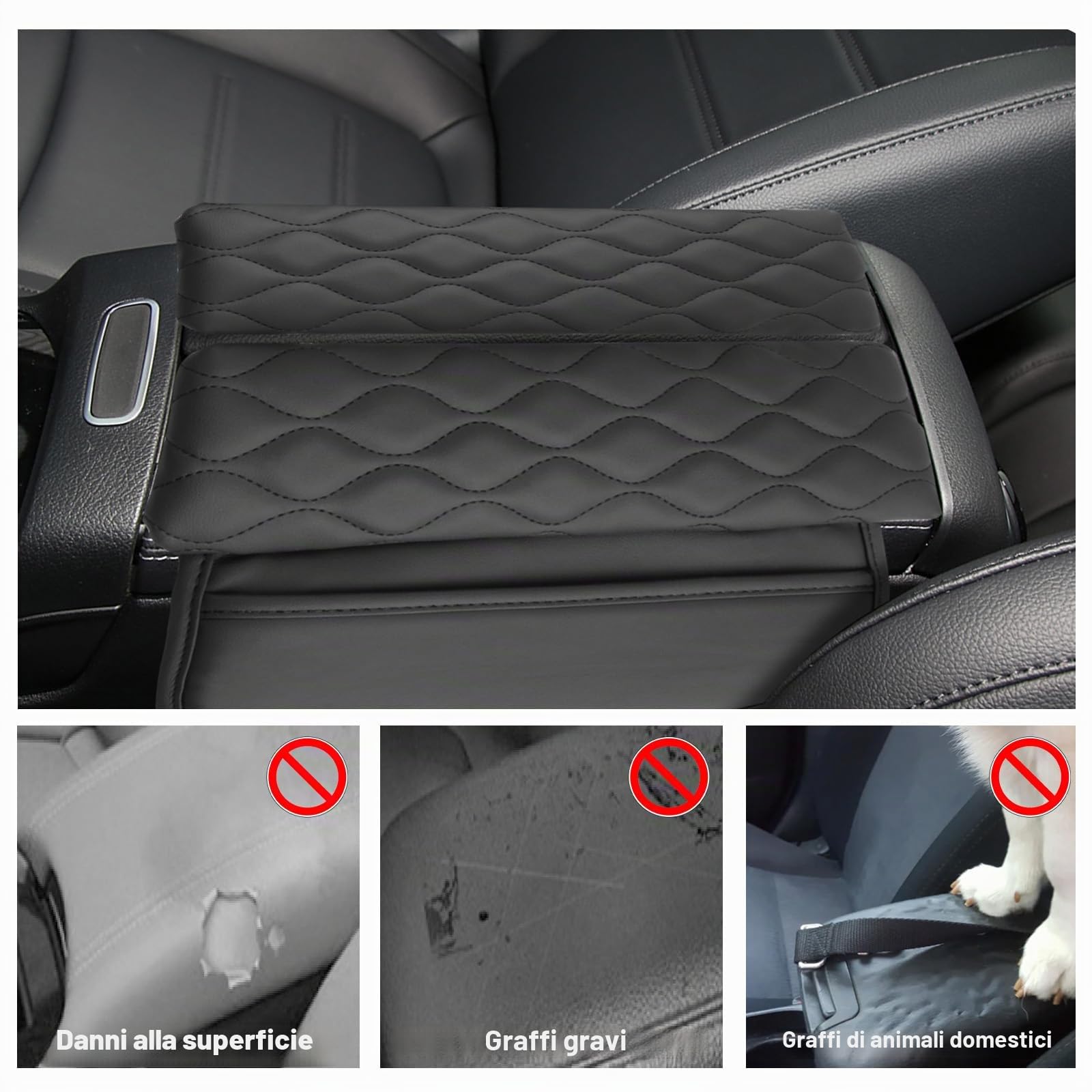 YEE PIN Coperture per bracciolo compatibili con Mercedes GLA H247/ CLA C118/ GLB X247/ EQA/EQB Coperchio del bracciolo centrale Protezione in pelle Accessorio per la console centrale