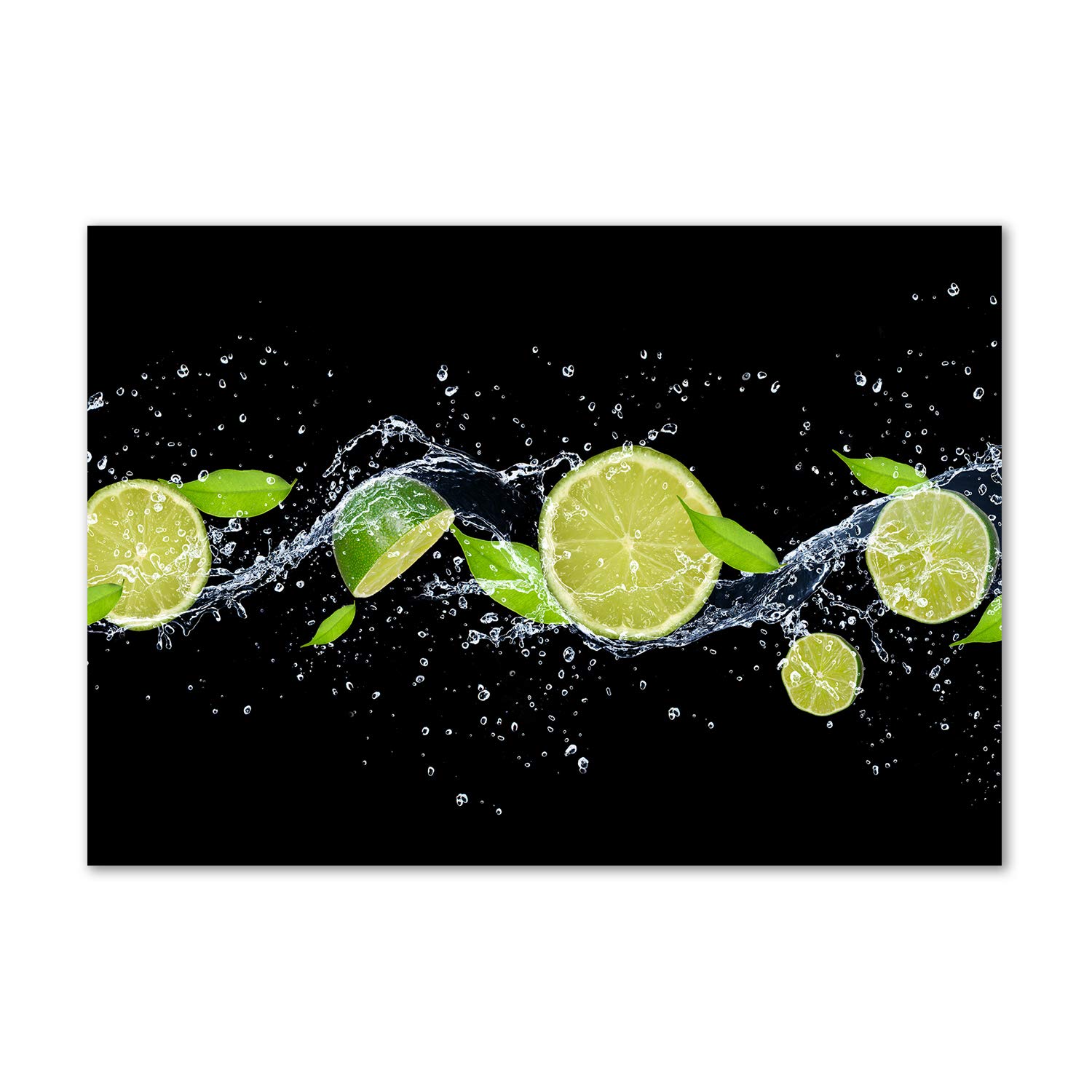 Tableau plexiglas citron vert et eau pour déco cuisine moderne