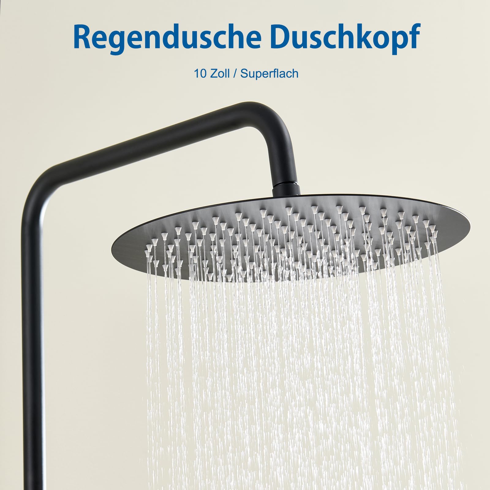 Auralum Regendusche Duschkopf 10 Zoll, Runder Regenduschkopf ⌀25 cm aus Edelstahl, 360° Verstellbare Kopfbrause Groß mit Selbstreinigenden Düsen, Schwarz