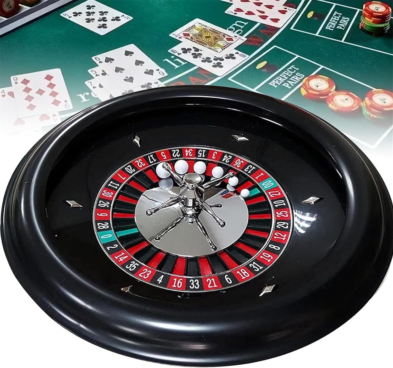 18" Roulette Wheel Set, Professional Casino Grade Roulette Set with 2 Balls Pills/Rubber Pad, Very Smooth Spinning Action, Great for Home Game Night Or A Club Party