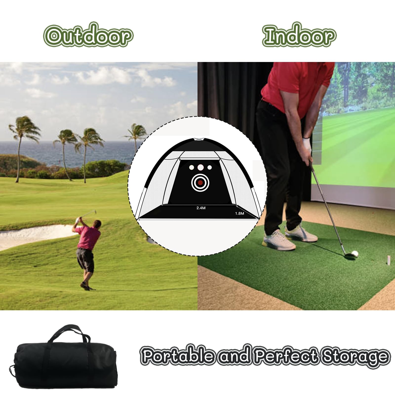 Rete pratica da golf, 300 x 200 cm, con tappetino per colpire, reti di aiuto per allenamento con bersaglio in nylon