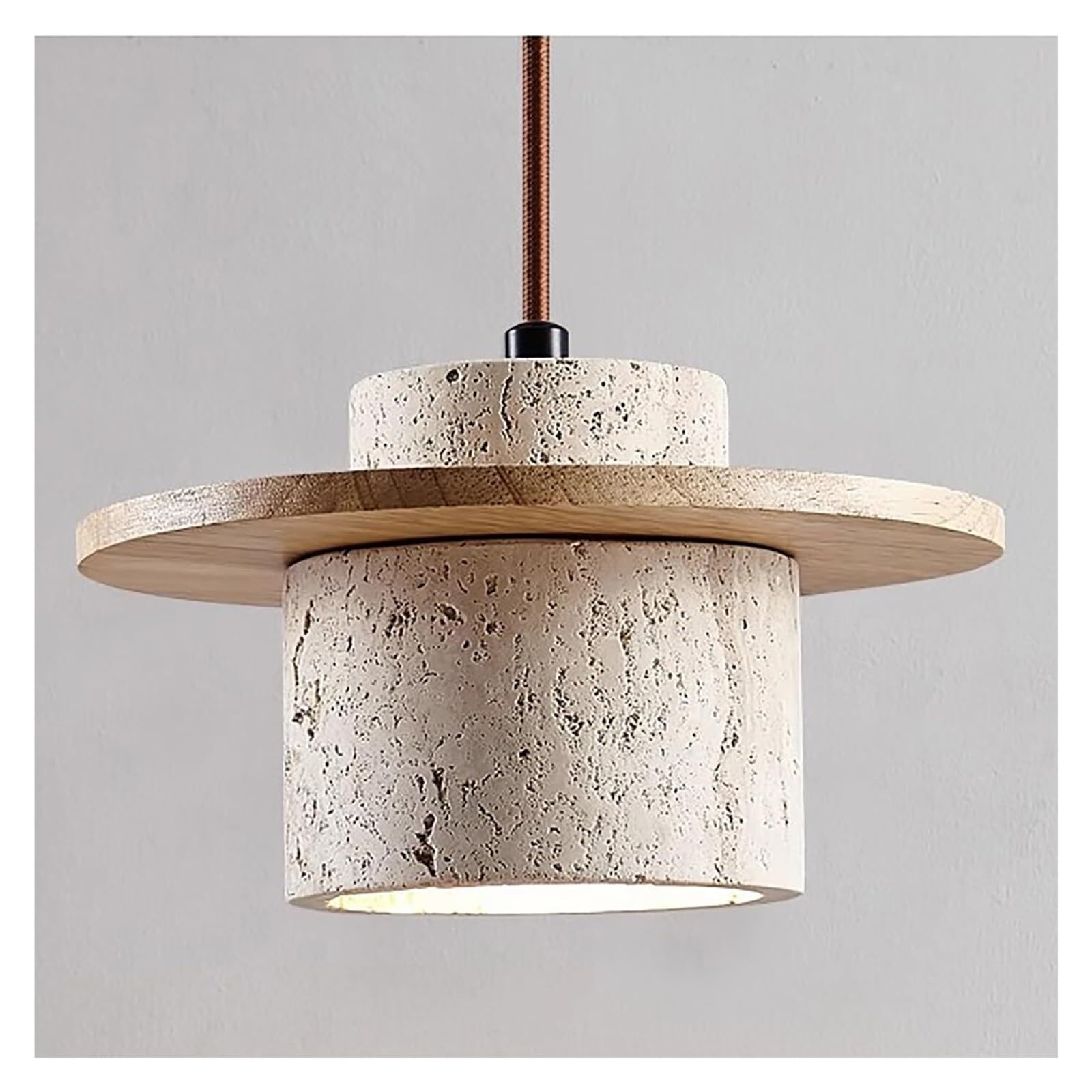 KHUKHU Japanese Wabi Sabi Pendant Light, Mini Concrete Pendant Light for Dining Room, Natural Stone Shade Pendant Light Fixture for Kitchen Island, Modern Chandelier(Natural)