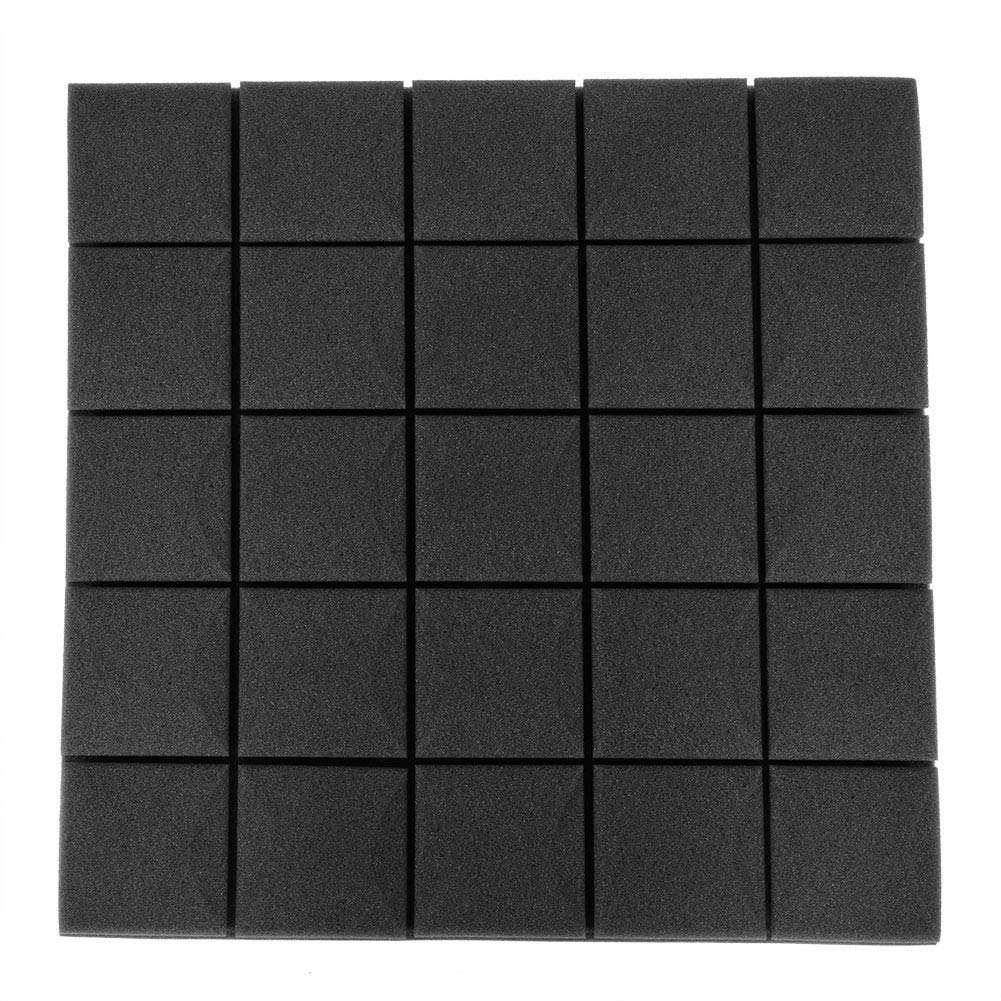Panele Z Pianki Akustycznej Izolacja Akustyczna, 50x50x5cm 6 Szt. Panele Akustyczne Z Pianki Inżynieryjnej Studio Pianka Dźwiękochłonna, Płytki Piankowe Sprzęt Studyjny(czarny)