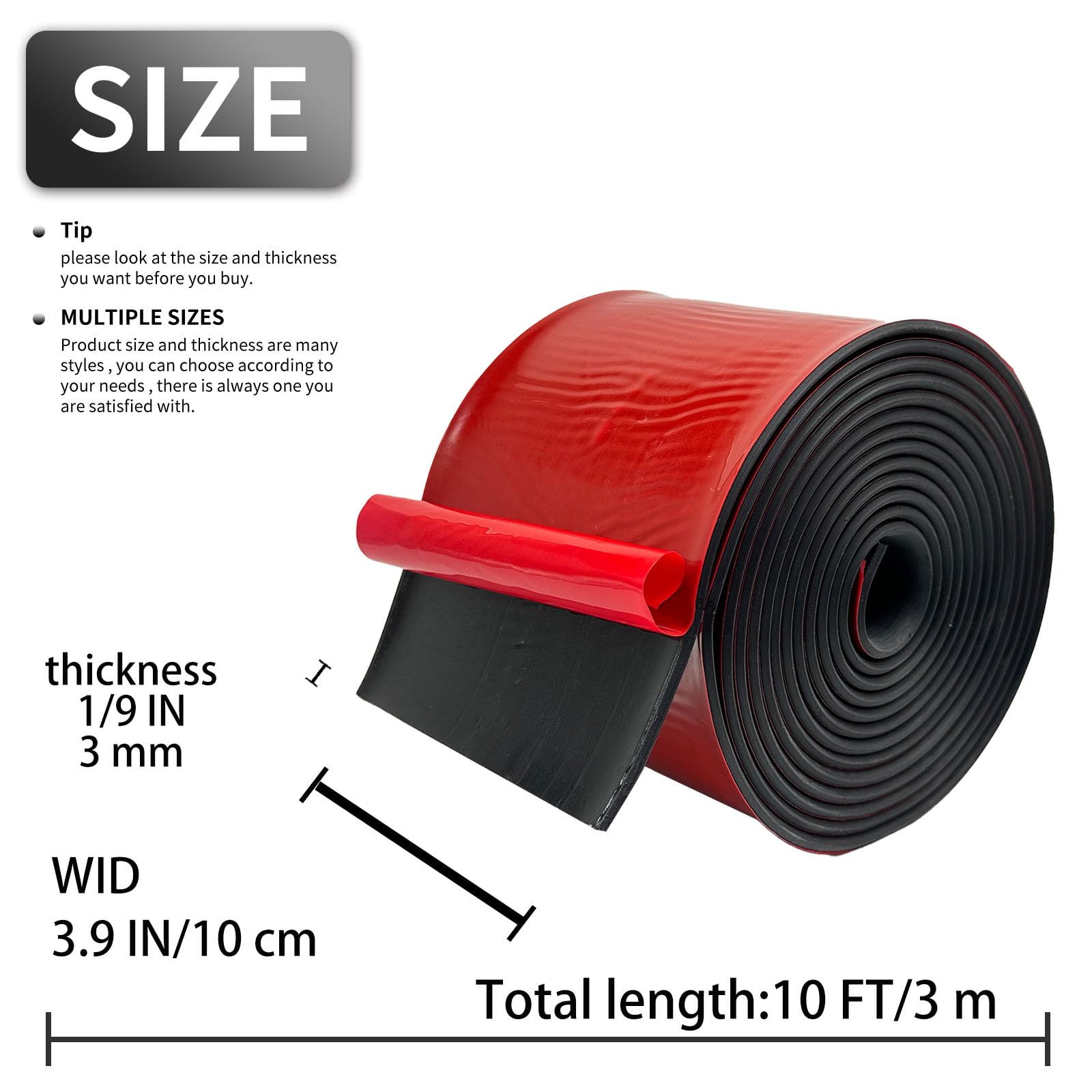 Bandes adhésives en caoutchouc néoprène Neopre avec dos adhésif - Rouleaux en caoutchouc solide pour joints de bricolage, artisanat, tampons, protection de sol, supports, nivellement (100 mm