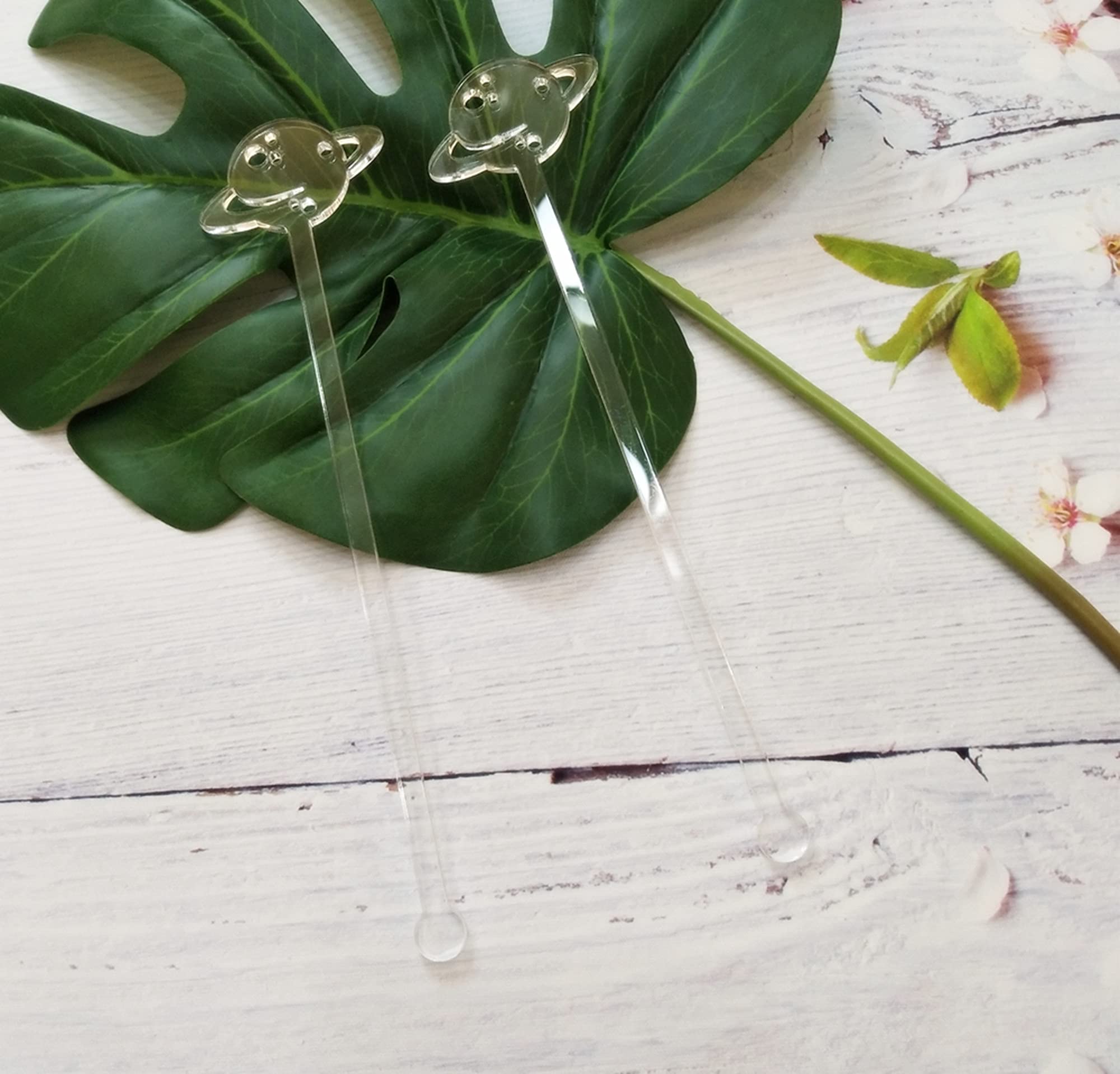 Pack of 20 Planet Stir Sticks, Cocktail Drink Swizzle Sticks,Acrylic Drink Stirrers for Jupiter Party, Space Theme (Clear)