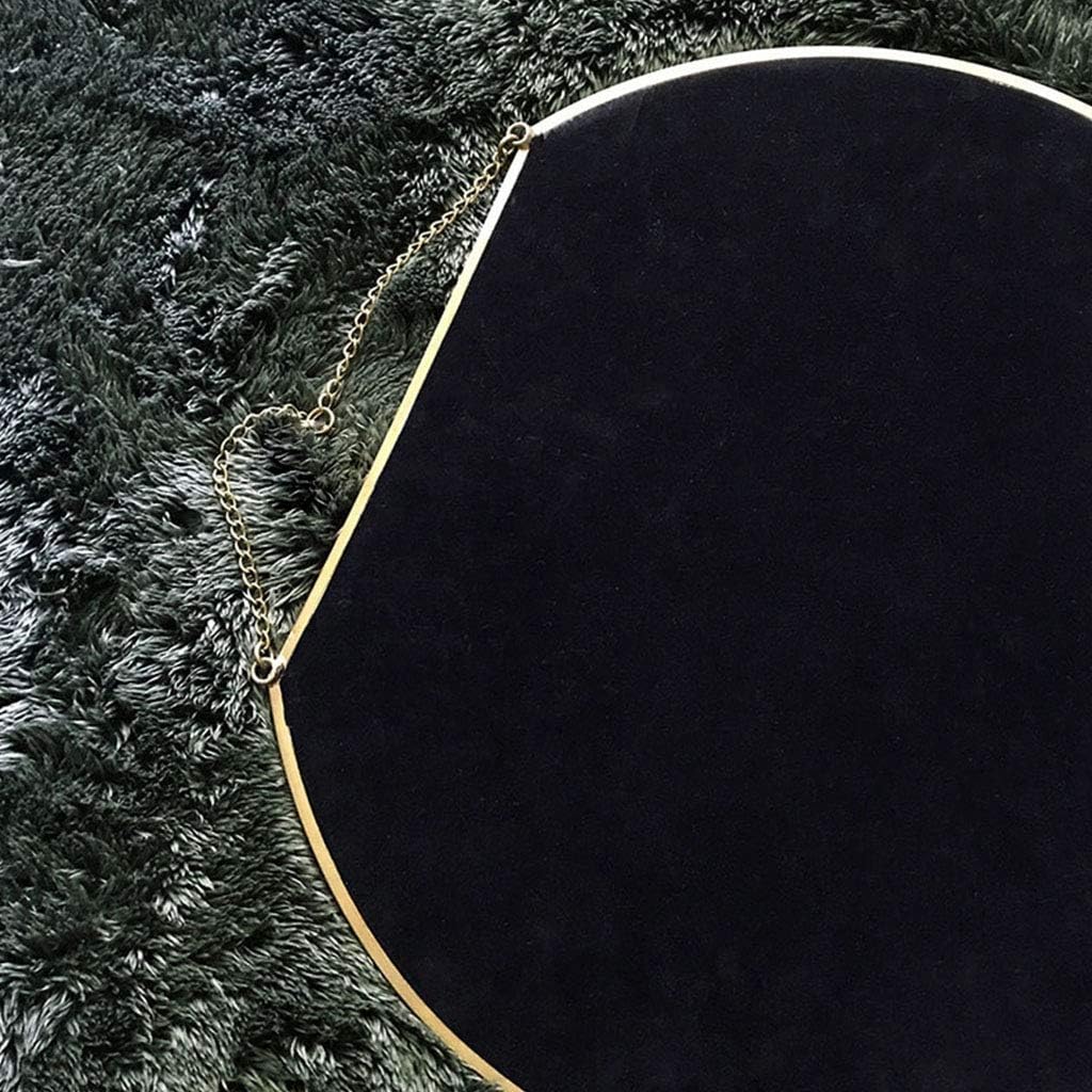 Modern Style Hanging Mirror Semicircle Bathroom Makeup Mirror Brass Frame with Chain Mirror Gold