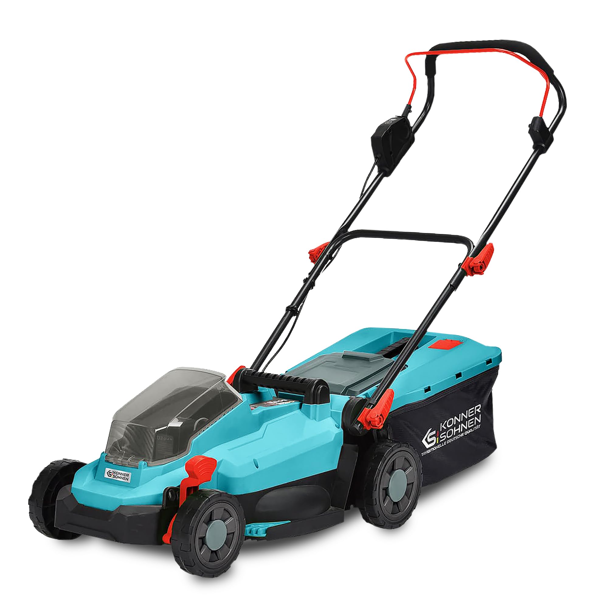 K&S Könner&Söhnen KS 33LM-20V Tondeuse à Batterie, Tension 20 V, Vitesse à Vide 3200 TR/Min, Largeur de Coupe 330 mm, Hauteur de Coupe 25-75 mm, 5 Positions, Panier à Herbe 30 l, Fonction de Mulching