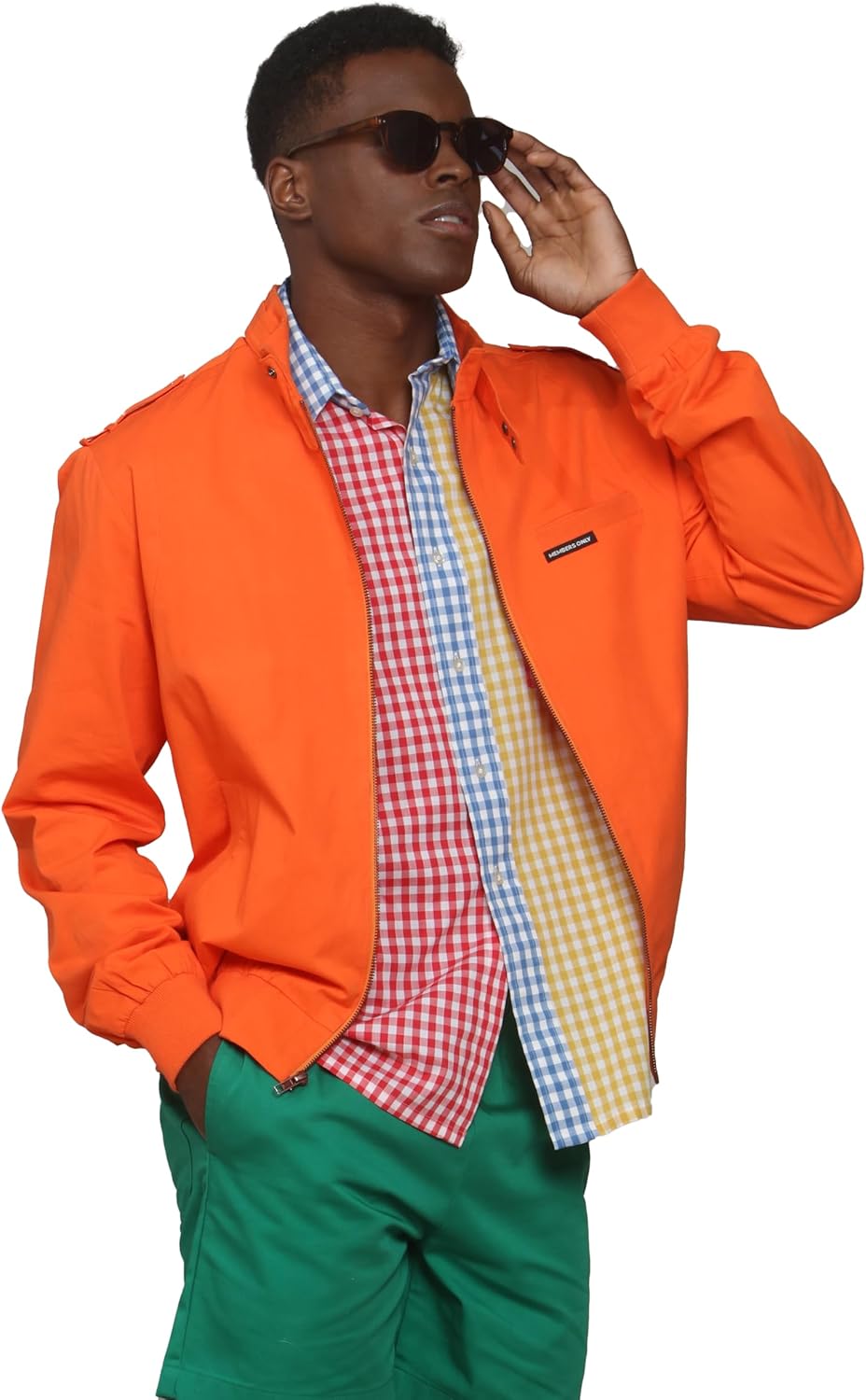 Members Only Men's Original Iconic Racer Jacket |Slim Fit| Small Orange