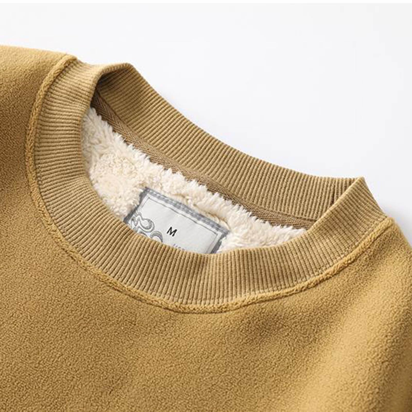 Jersey de forro polar para hombre, sudadera cálida de manga larga, jersey de invierno, suéter térmico grueso, monocolor, parte superior, suéter de invierno, suéter de trabajo, cuello redondo